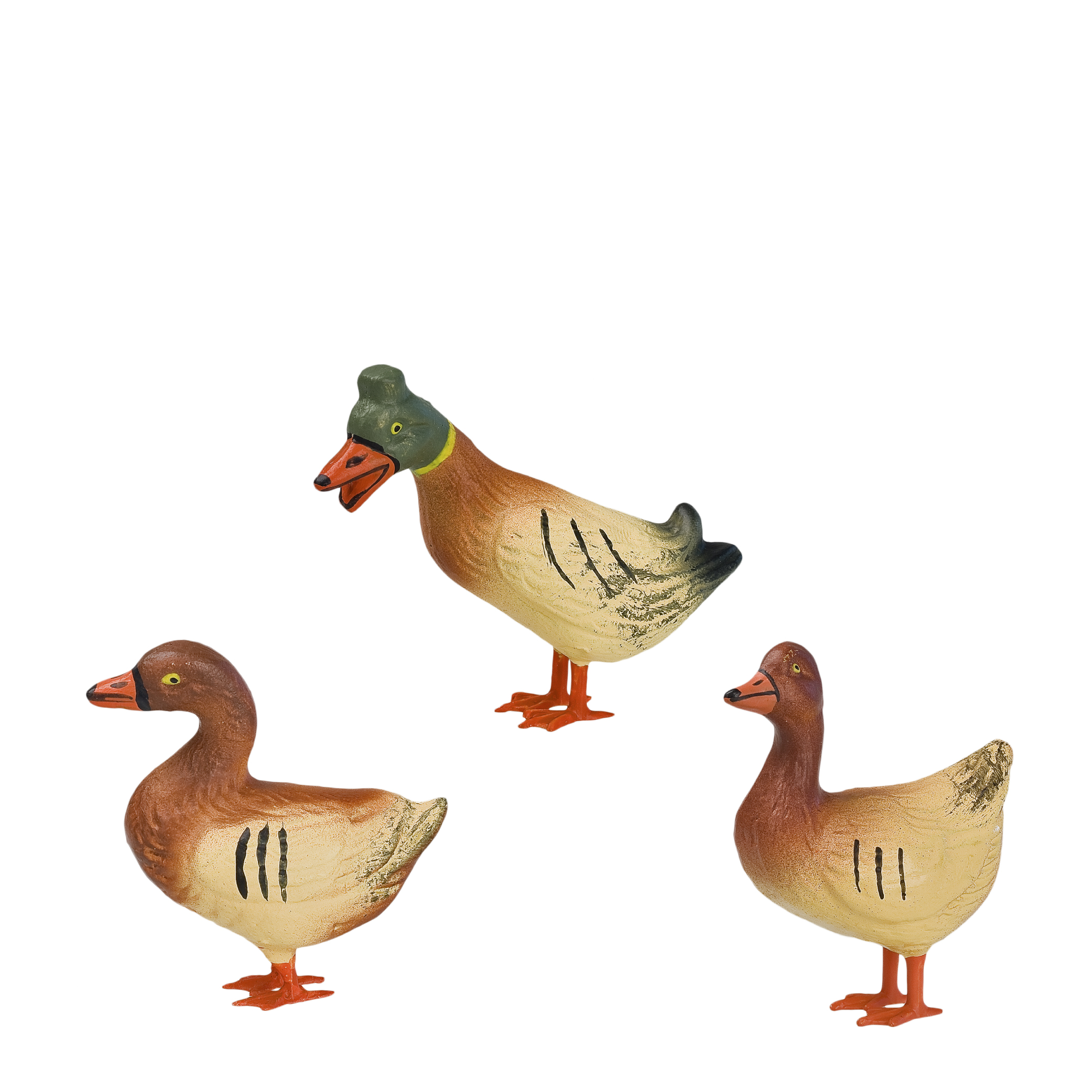 Entengruppe, braun (Zinnbeine), 3 Teile, zu 11 - 12cm Figuren