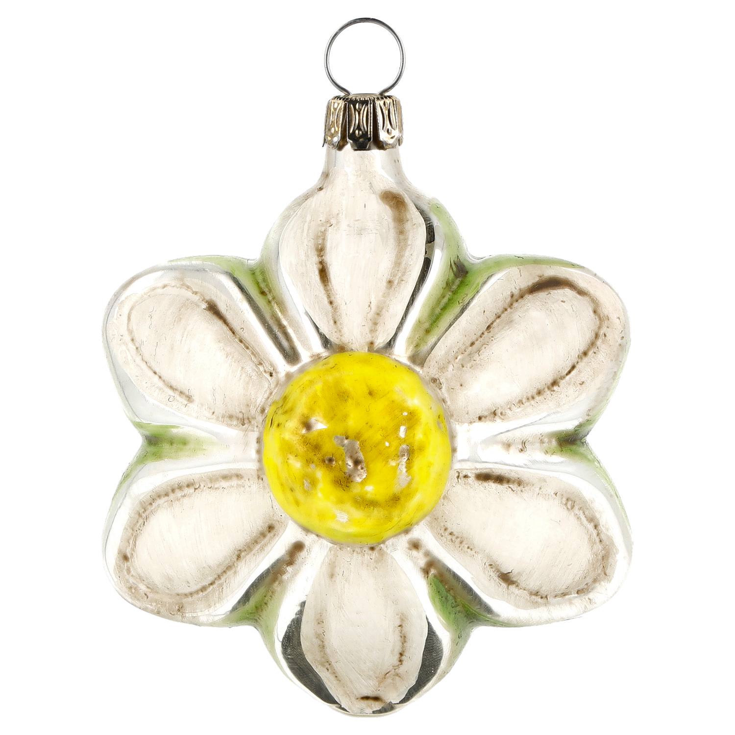 Christbaumschmuck Glasblume Gänseblümchen mit gelber Mitte