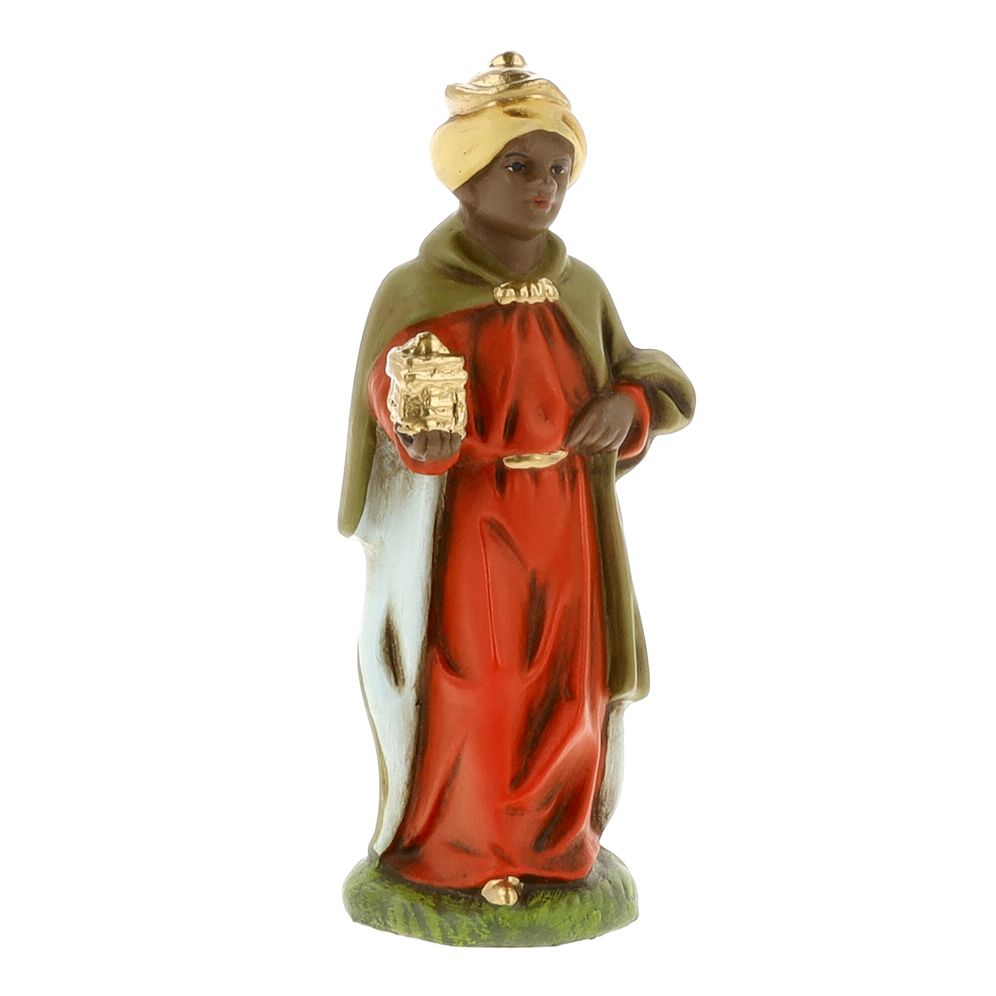 Krippenfigur Weiser König mit Geschenk, handbemalt