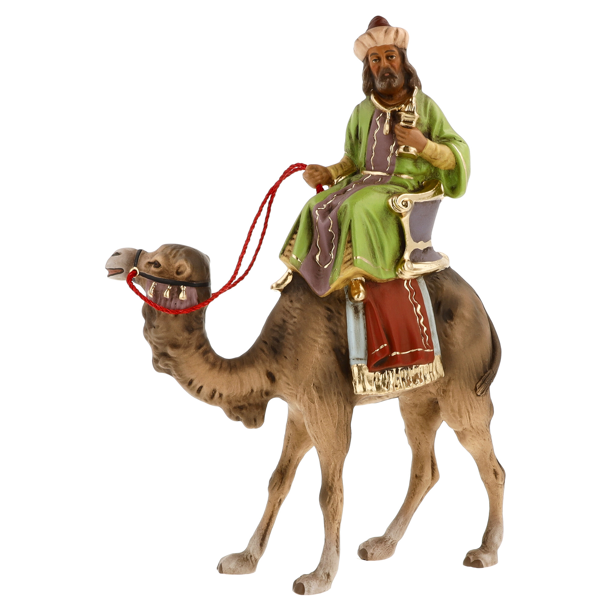 Krippenfigur: Weiser König auf Kamel mit Zügeln