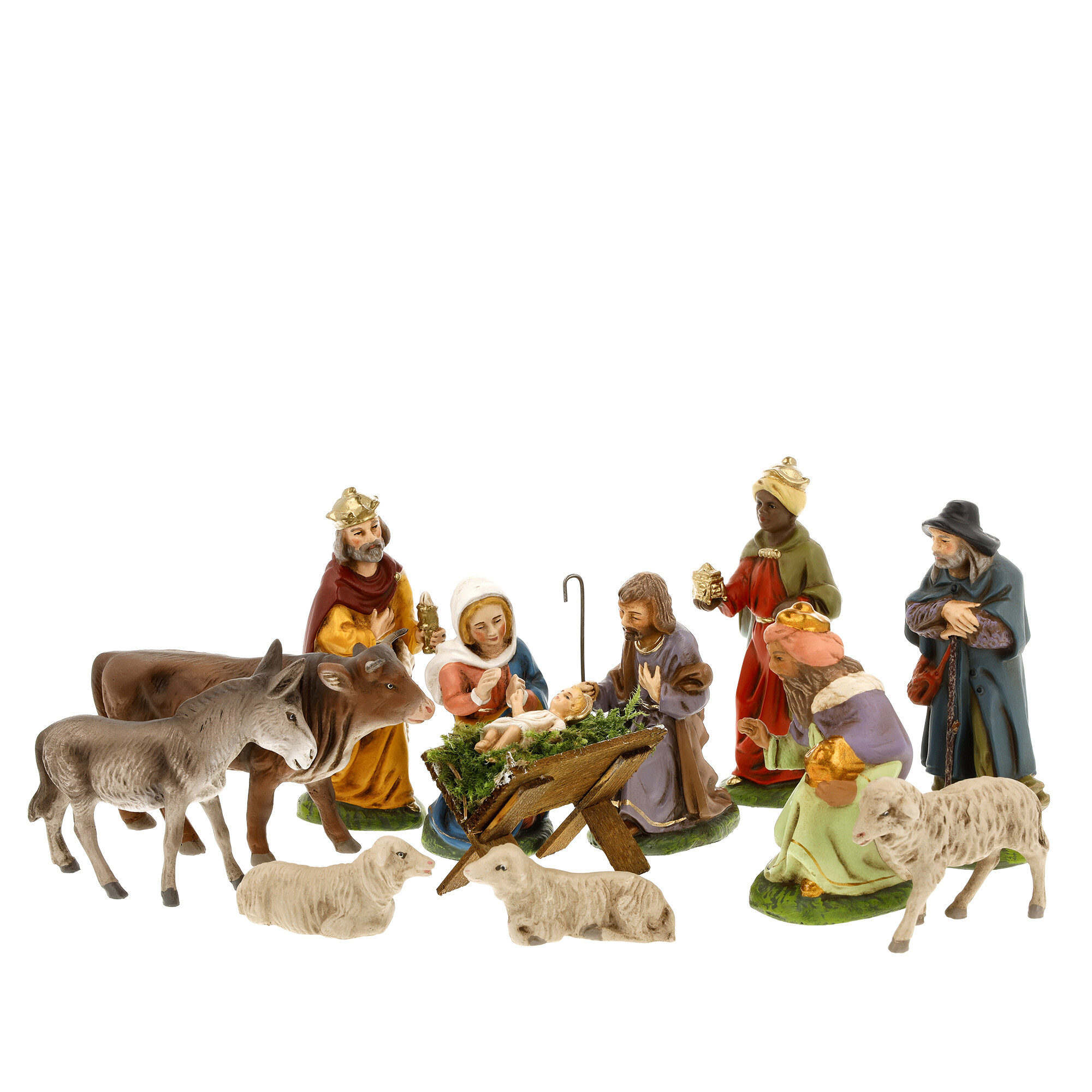 Weihnachtskrippe: Heilige Familie, Drei Könige, Tiere