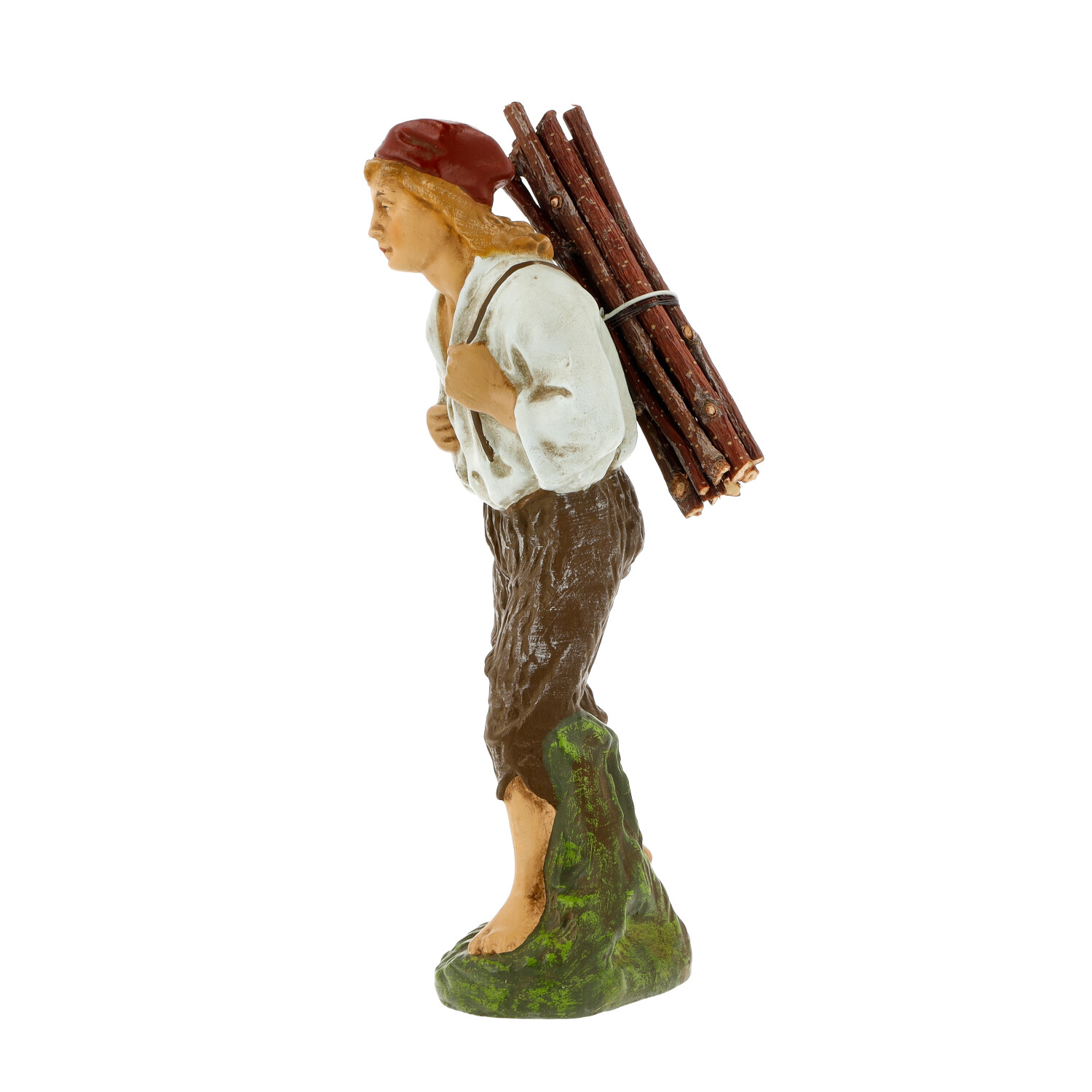 Figur Holzträger mit Reisigbündel auf dem Rücken