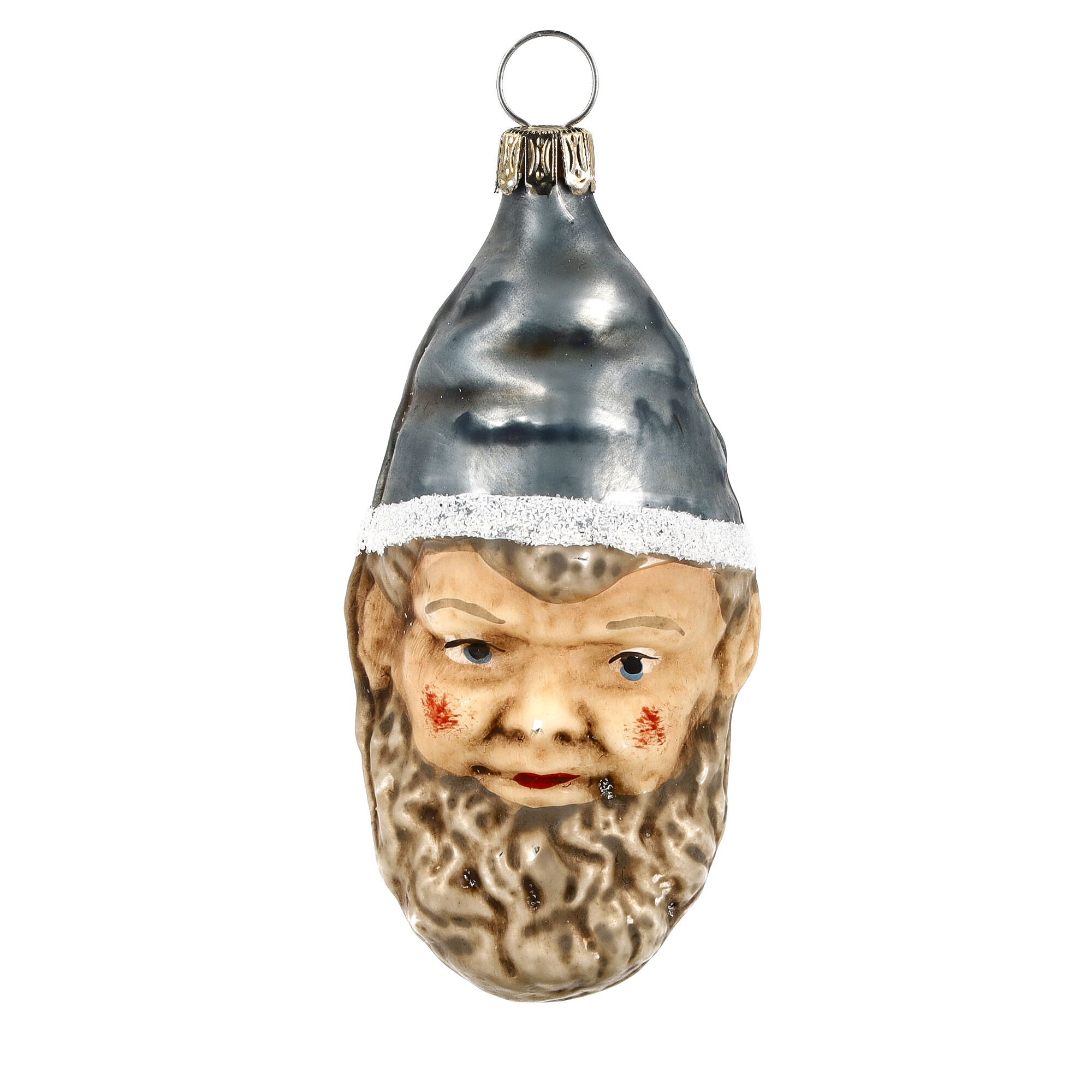 Glas-Christbaumschmuck, Weihnachtsmann-Kopf, Vintage