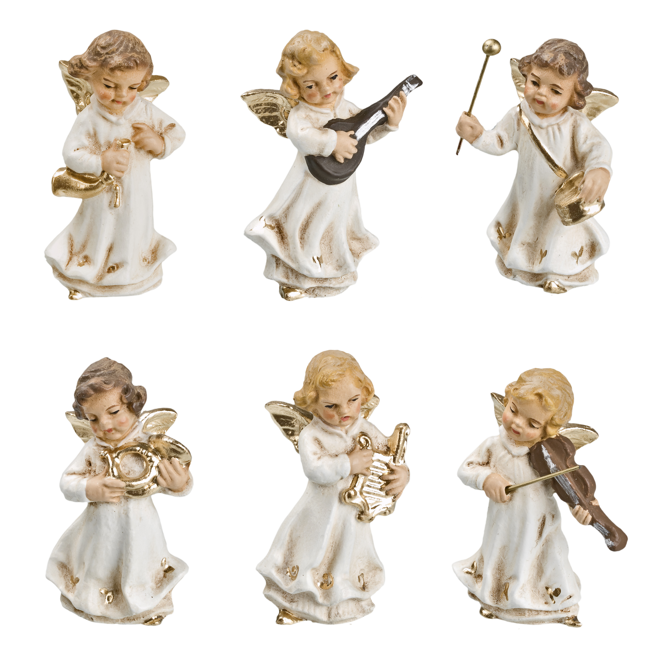 Engelkapelle, 6 Figuren, antikweiß, zu 10 - 11cm Figuren