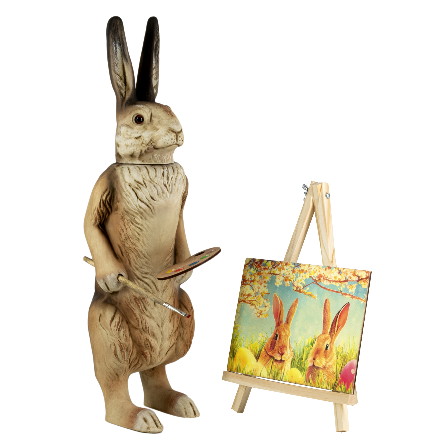Osterhase Dekofigur mit Palette, Pinsel und Staffelei