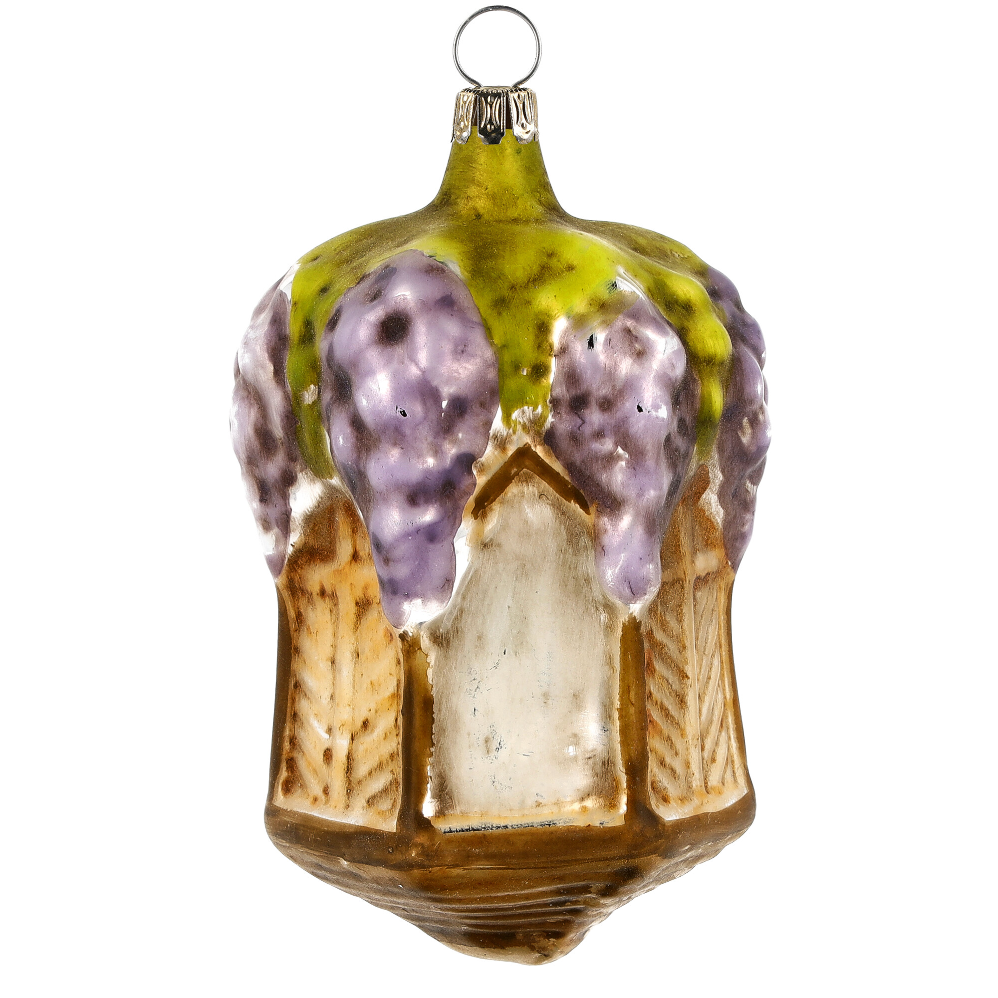 Handbemalter Glas-Christbaumschmuck mit lila Trauben