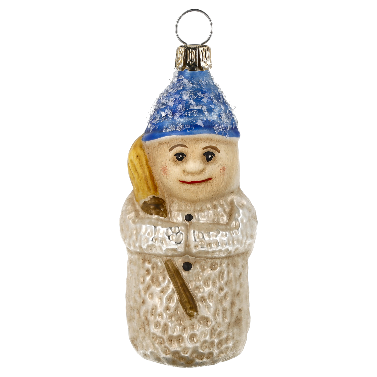 Marolin Glasornament Schneekind mit Besen, patiniert