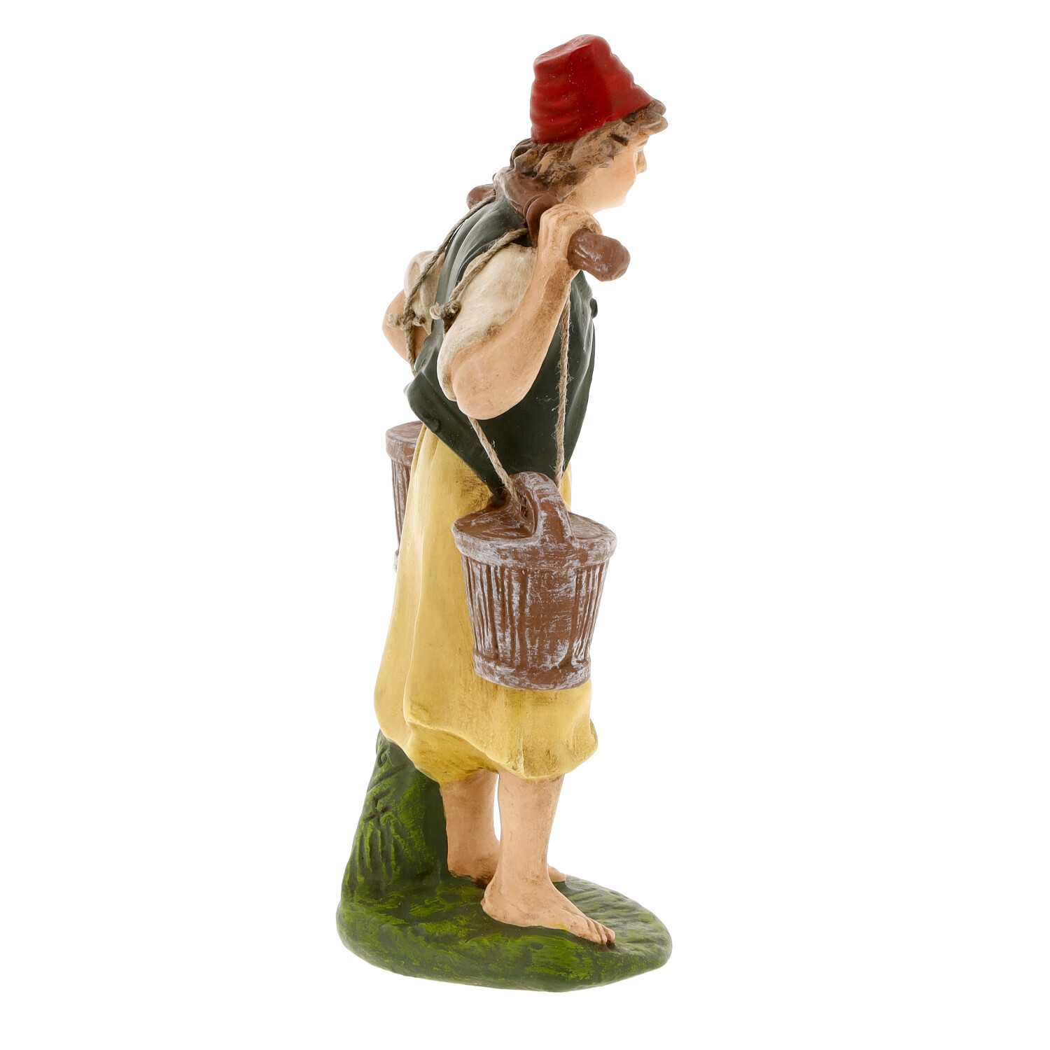 Handbemalte Krippenfigur: Wasserträger mit zwei Eimern