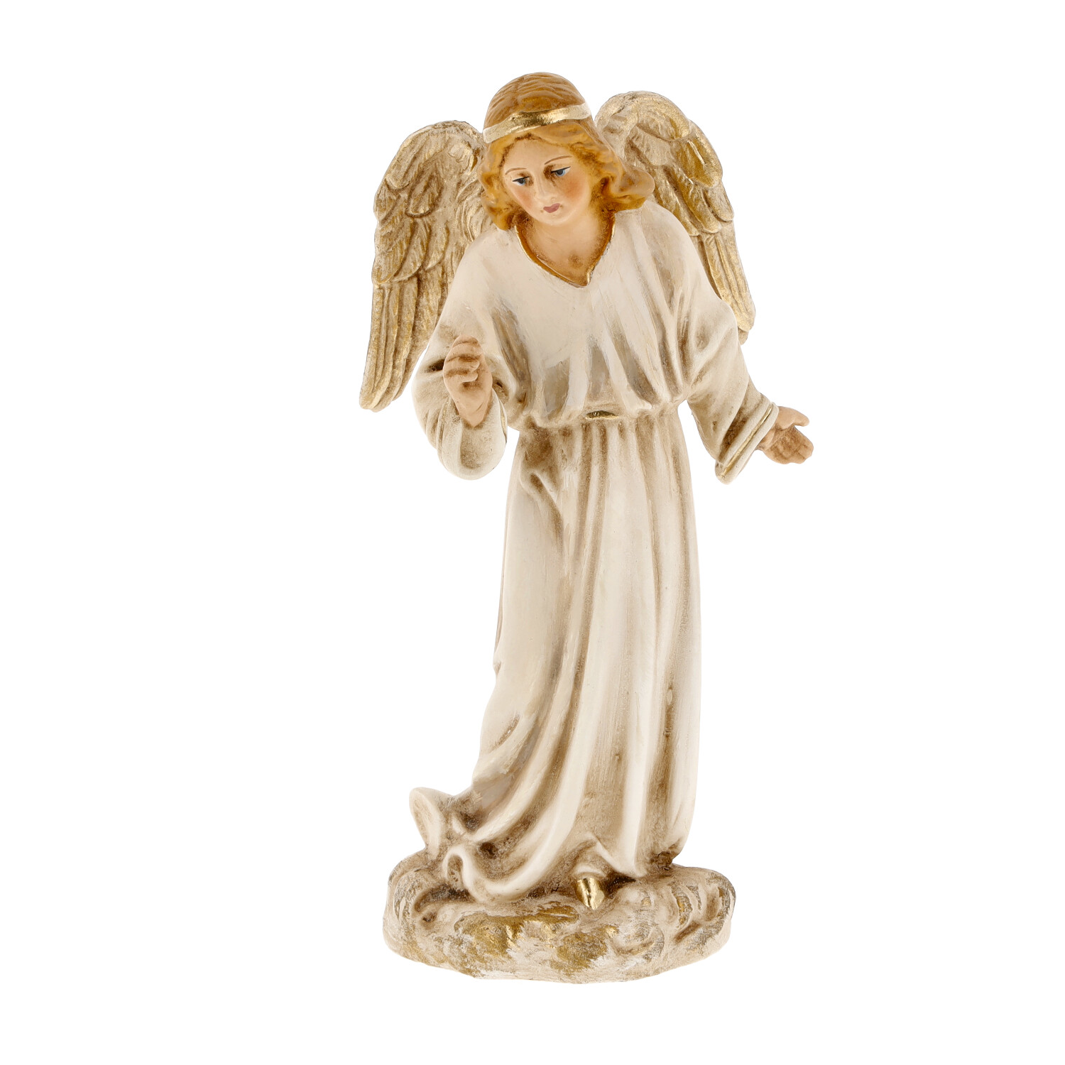 Stehender Engel aus Polyresin, creme-gold, Dekofigur