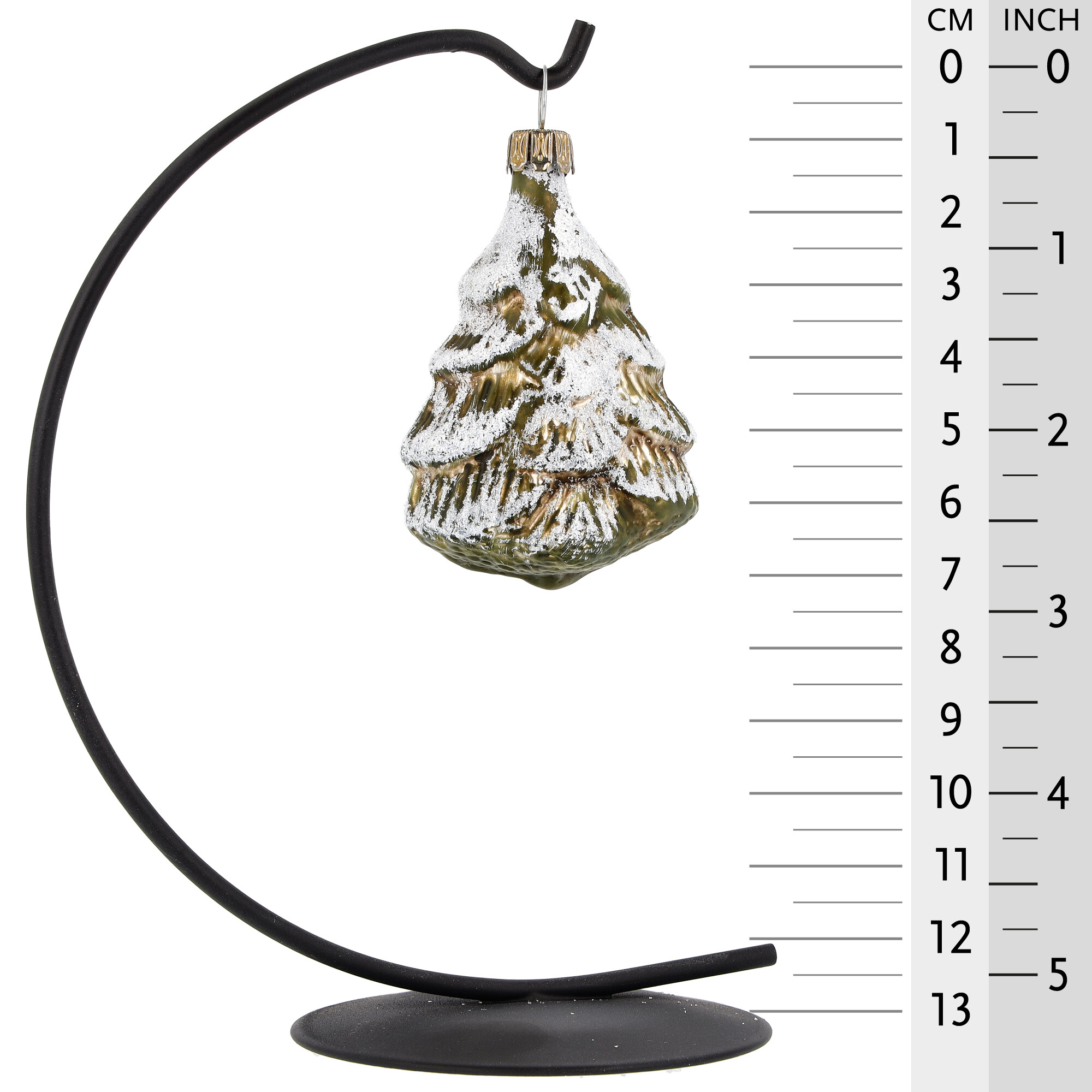 Glas-Ornament Tannenbaum mit Schneeglitzer, 7 cm