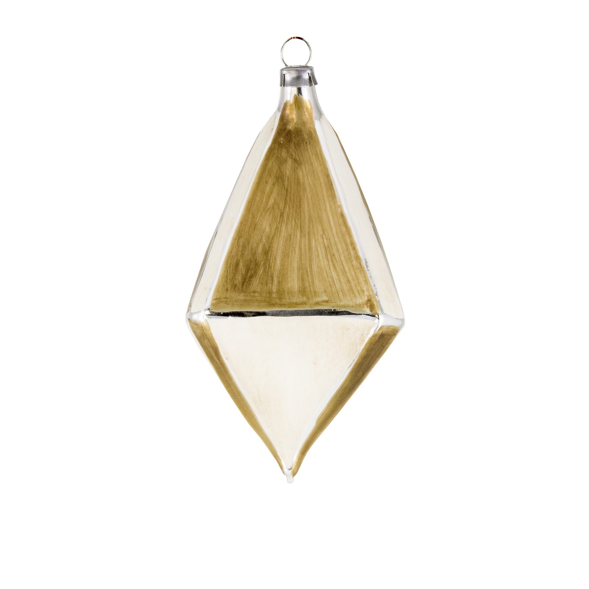 Geometrischer Glasanhänger in Gold und Weiß