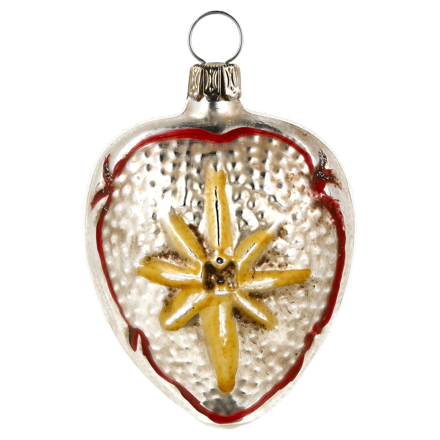 Christbaumschmuck Glas-Herz, silber, rot, gold