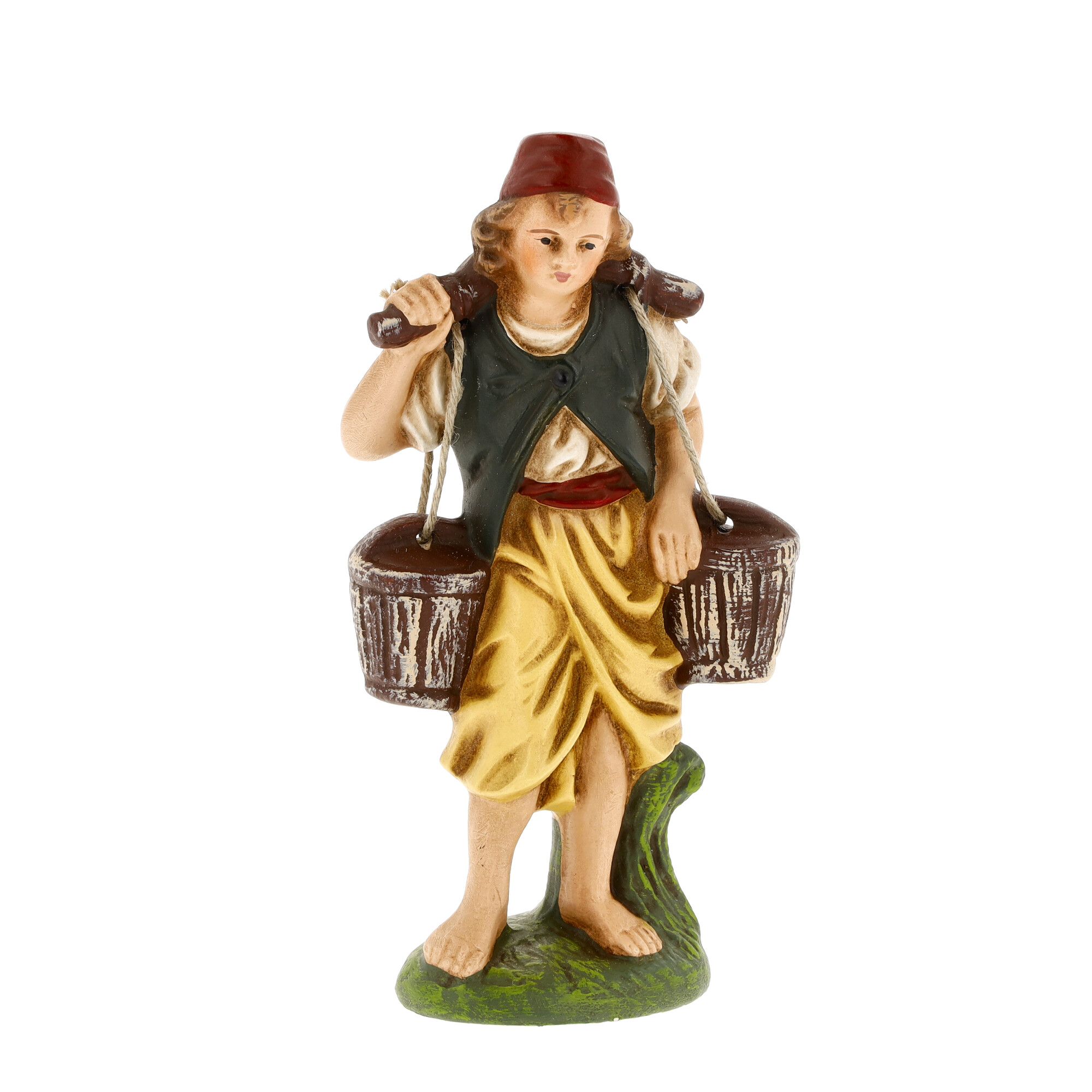 Krippenfigur Junge als Wasserträger mit zwei Eimern