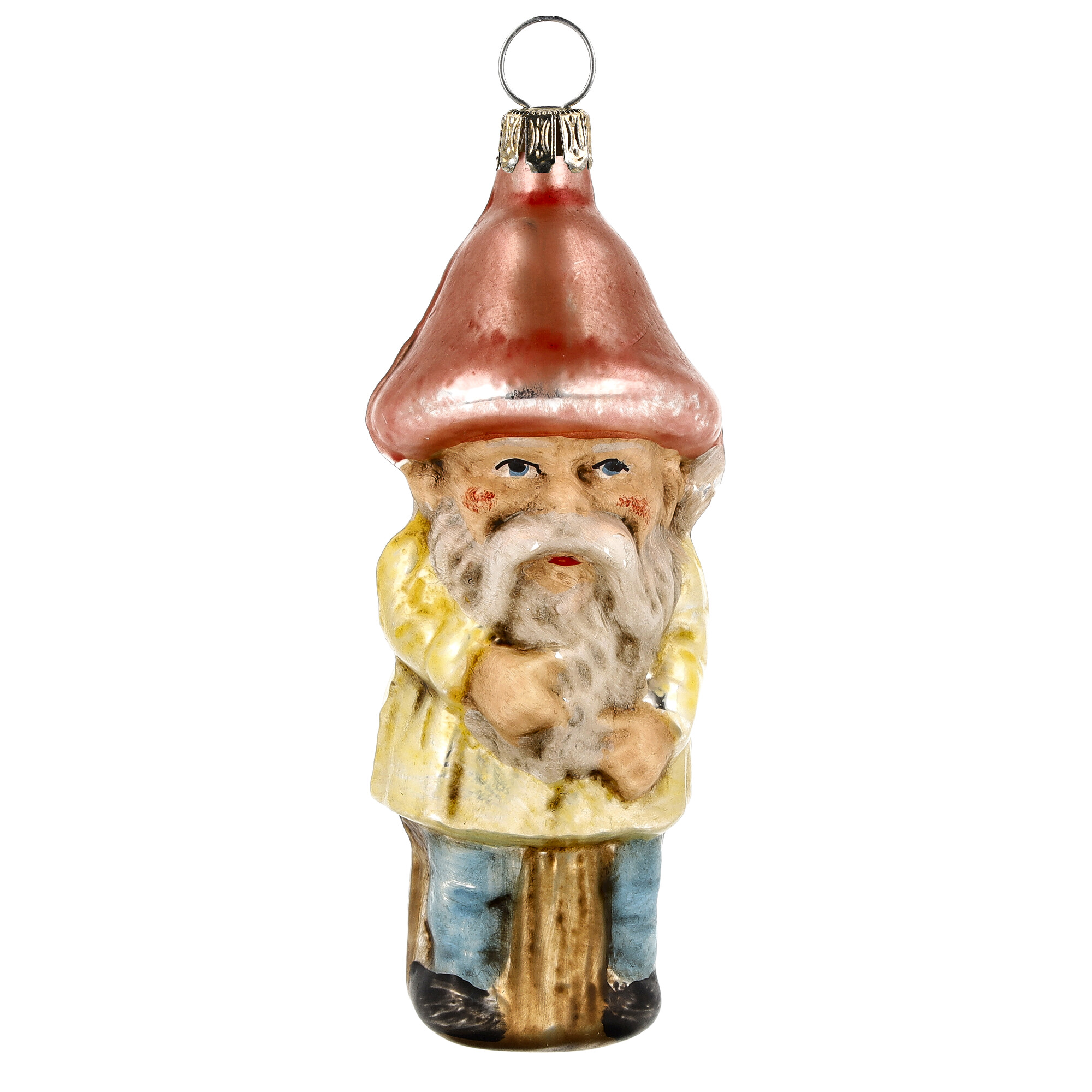 Weihnachtsbaumschmuck: Glas-Gnom mit Pilzhut