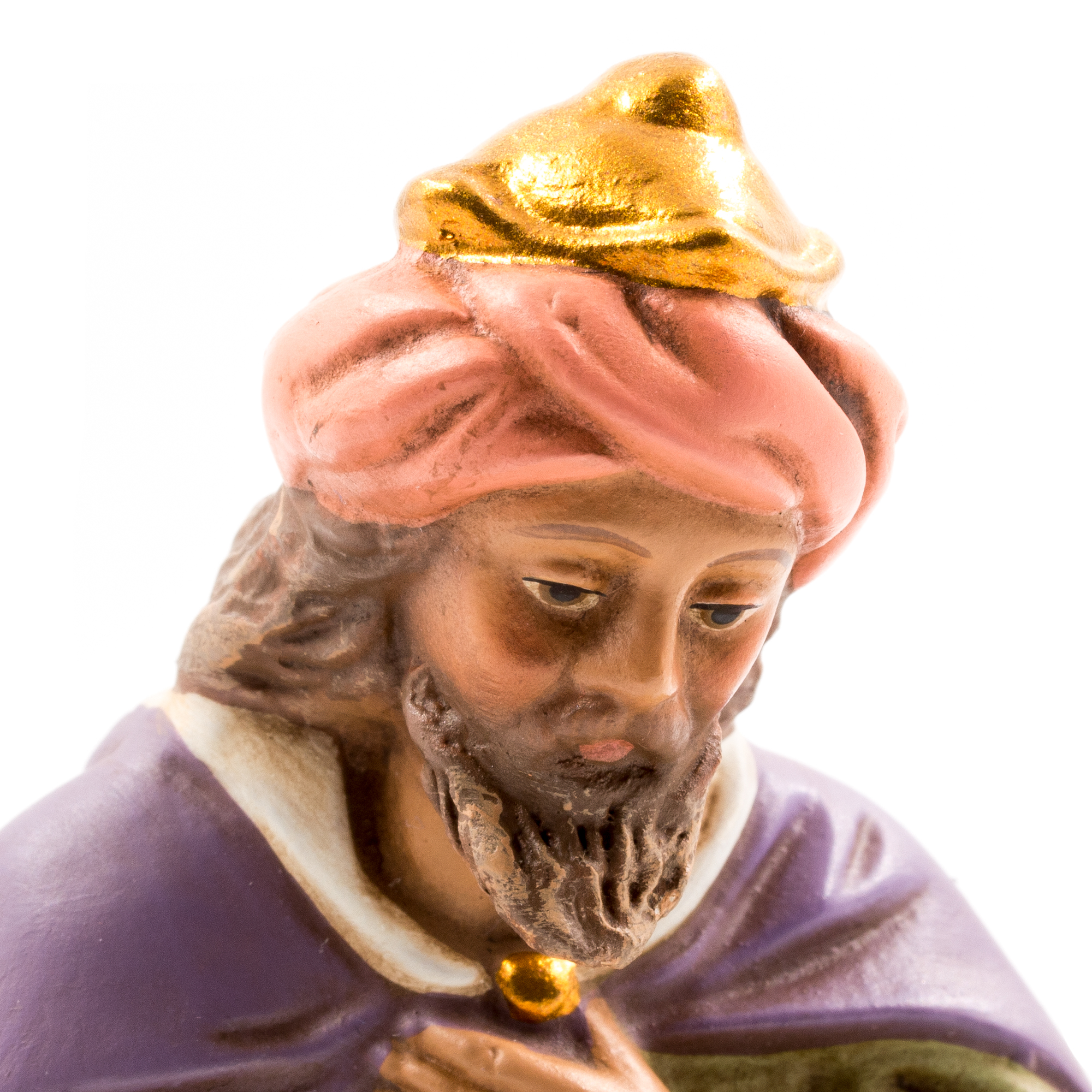 Handbemalte Krippenfigur: Weiser König mit Turban