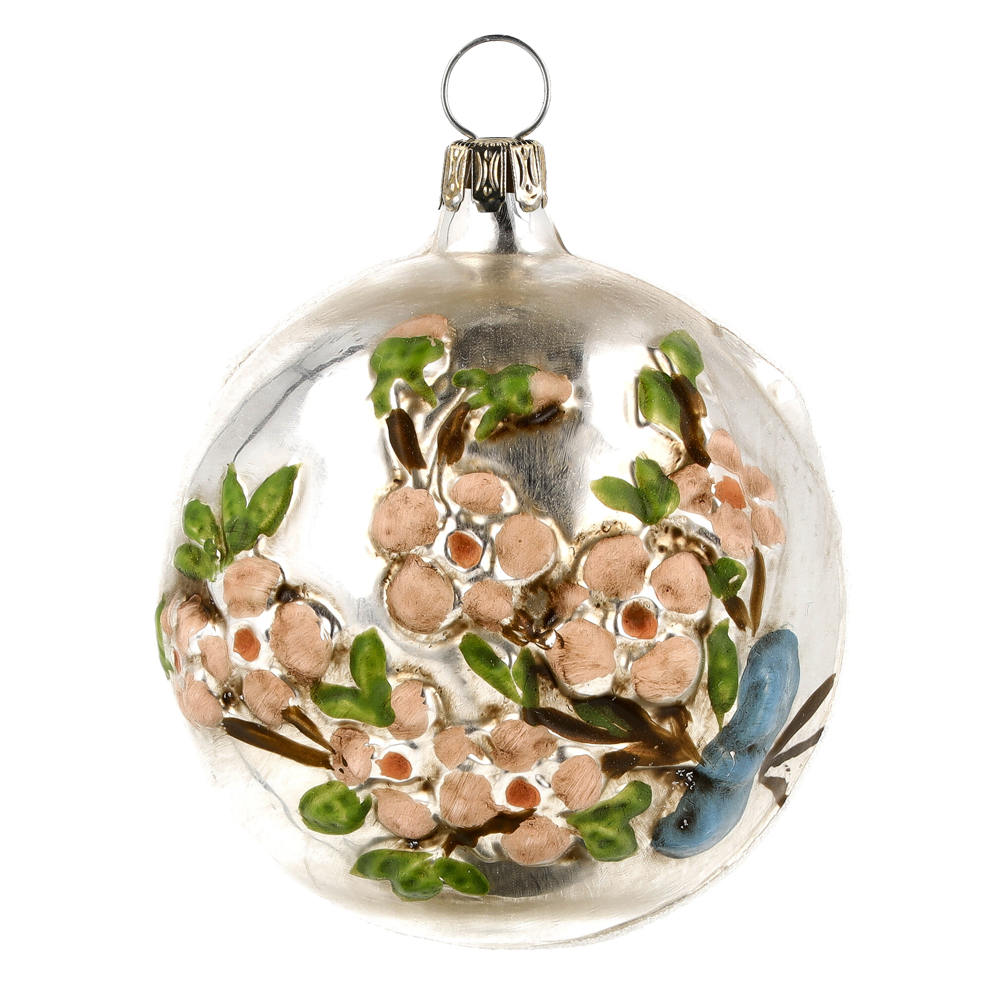 Nostalgisches Glasornament - Kugel mit Blütenzweig