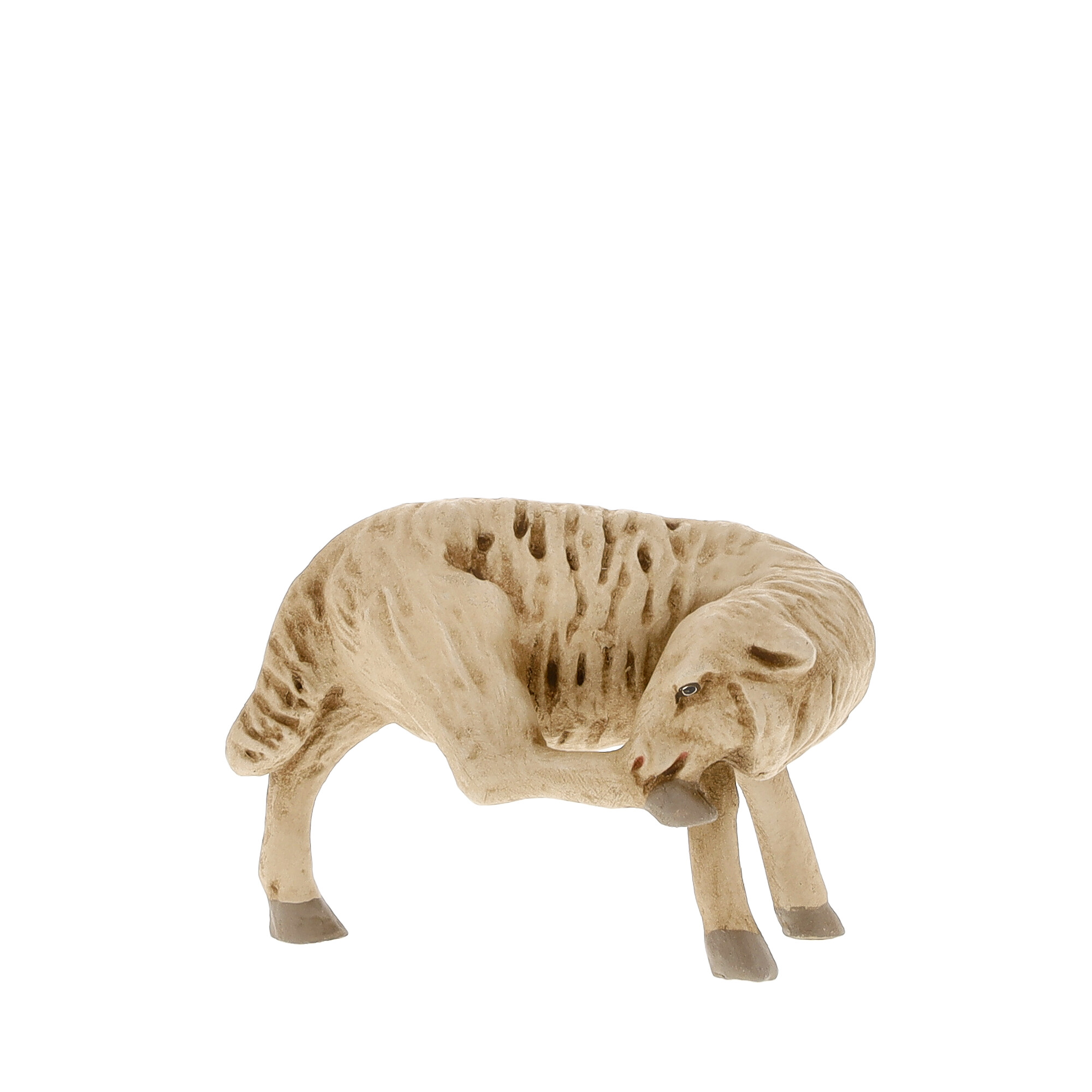 Deko Schaffigur hellbeige, Schaf putzt Bein