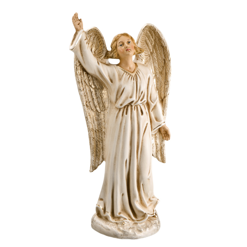 Deko-Engelfigur, creme-gold, stehend, Hand erhoben