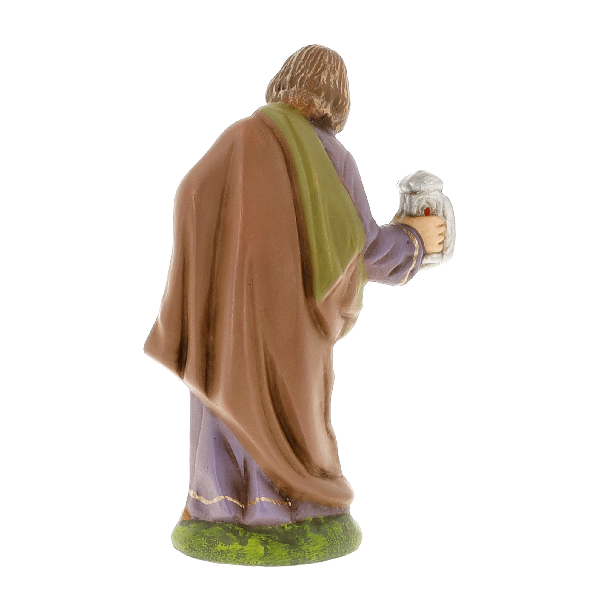 Krippenfigur Hirte mit Laterne, Rückansicht