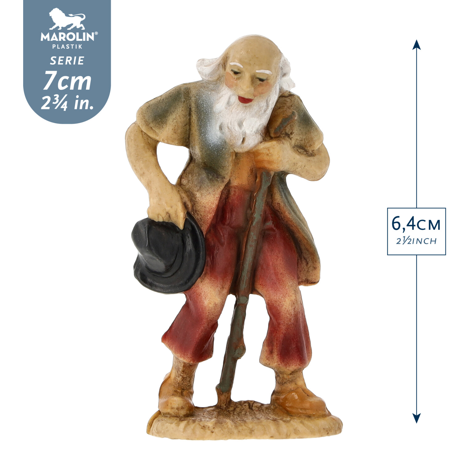 Hirte alt - Marolin Plastik - Krippenfigur aus Kunststoff - made in Germany