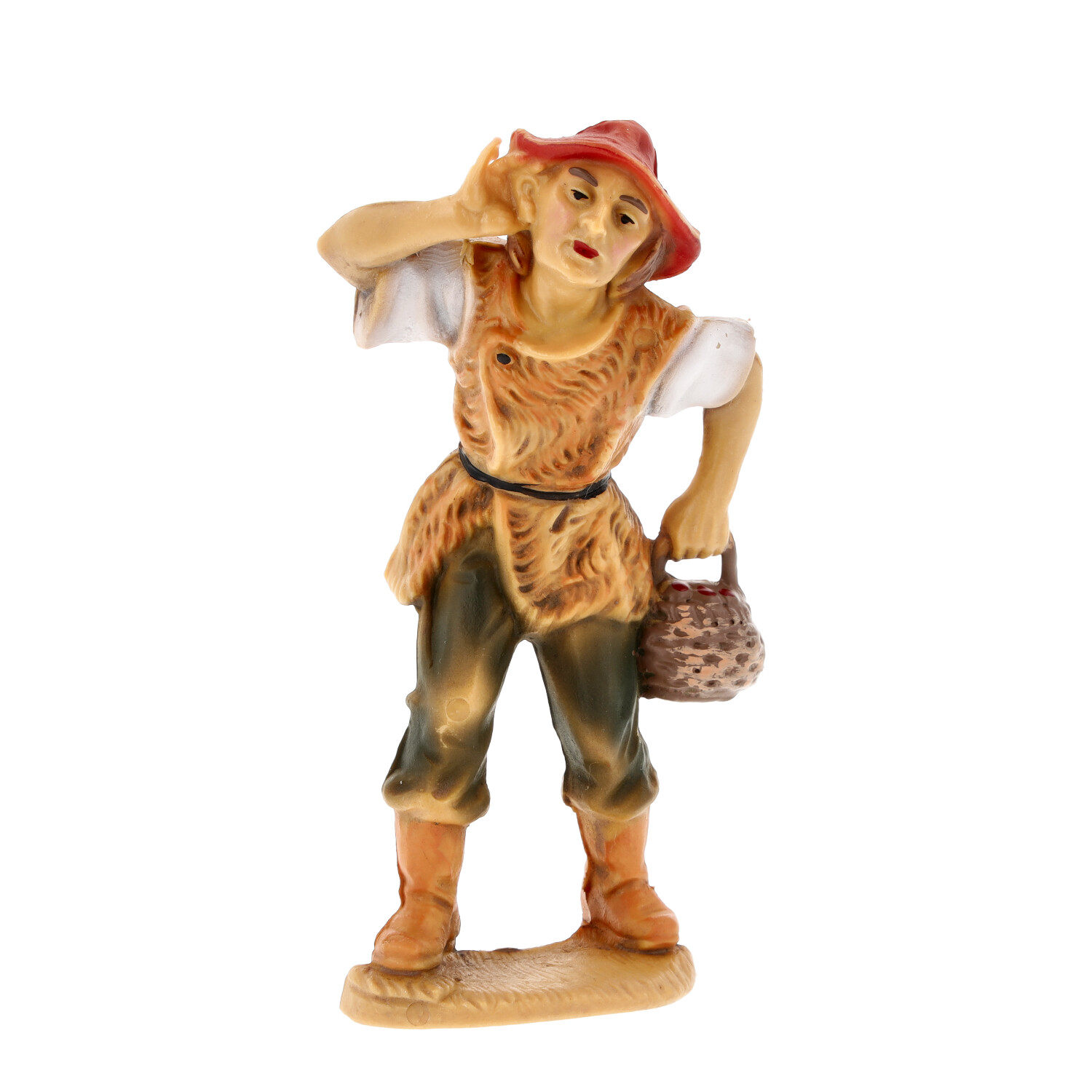 Hirte lauschend mit Korb - Marolin Plastik - Krippenfigur aus Kunststoff - made in Germany