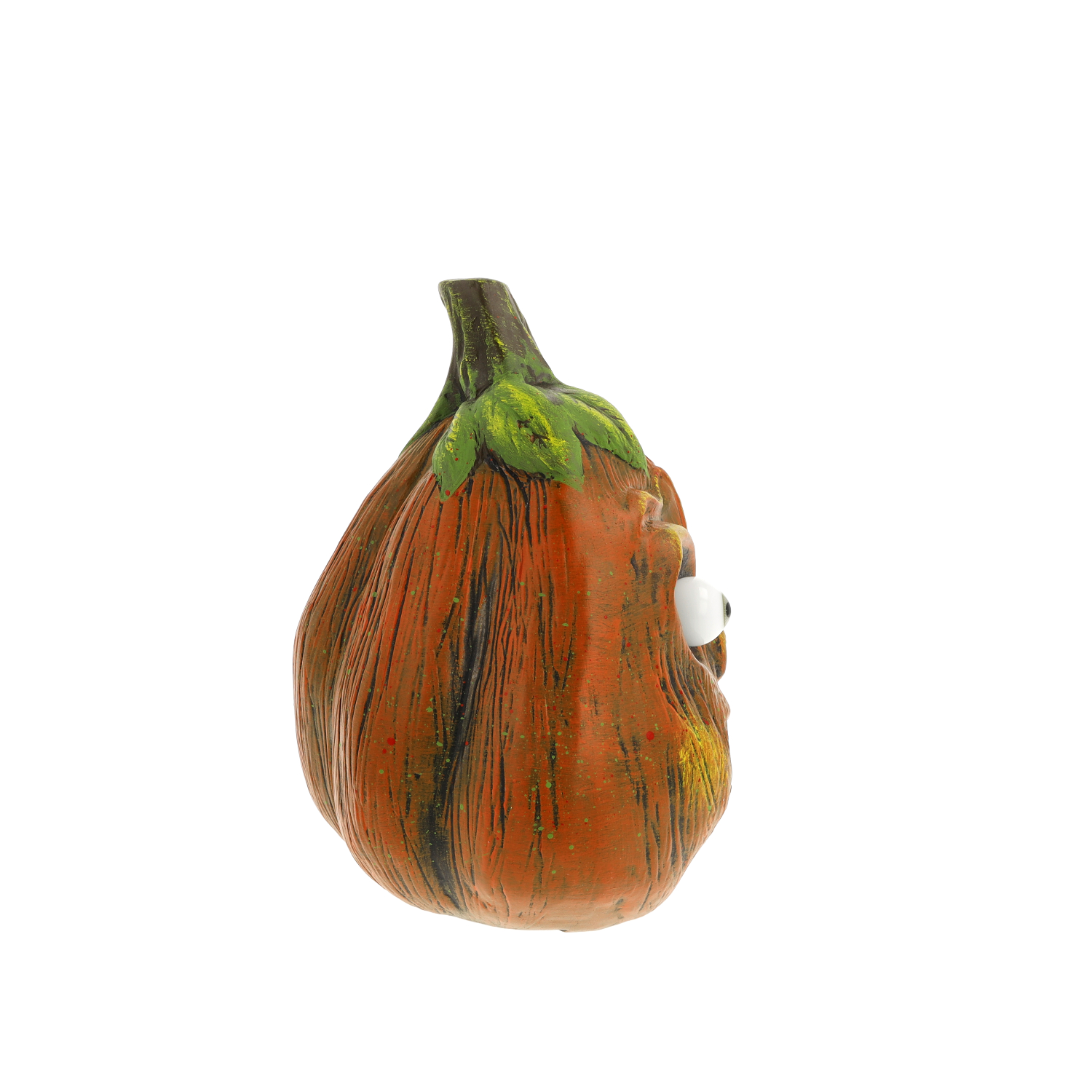 Seitenansicht Deko-Kürbis mit Gesicht, orange