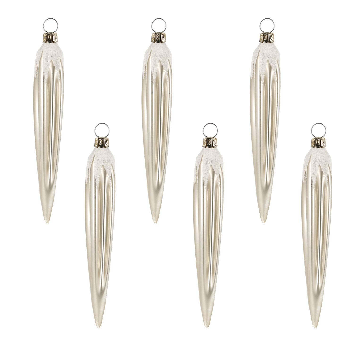 Glas Eiszapfen Anhänger für Weihnachtsbaum, 6 Stück