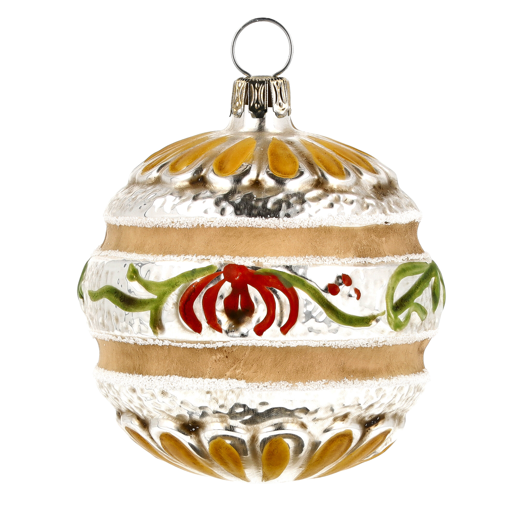 Nostalgisches Glasornament - Kugel mit Blütenband