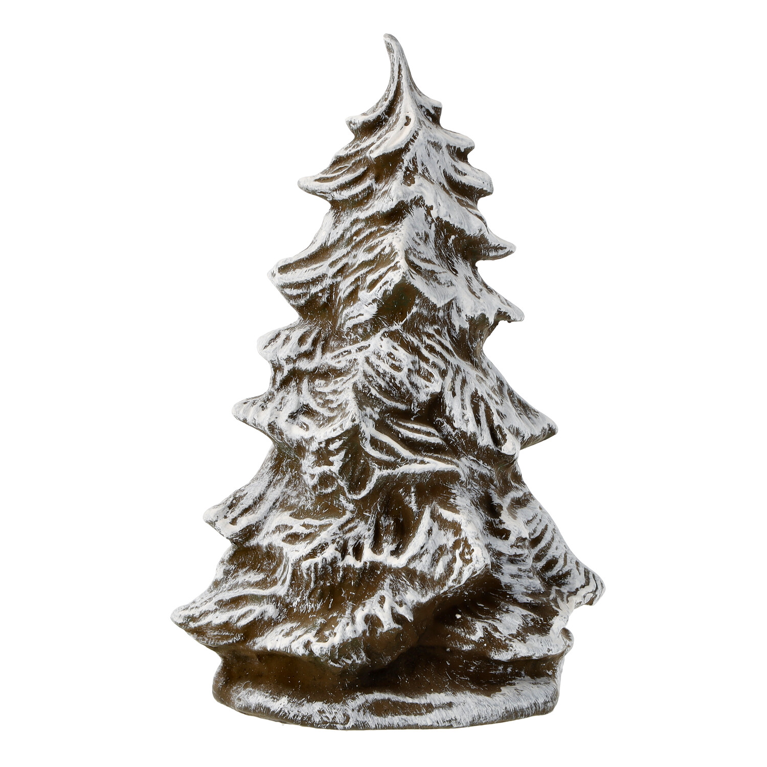 Deko-Tannenbaum mit Schneeoptik, braune Standfigur