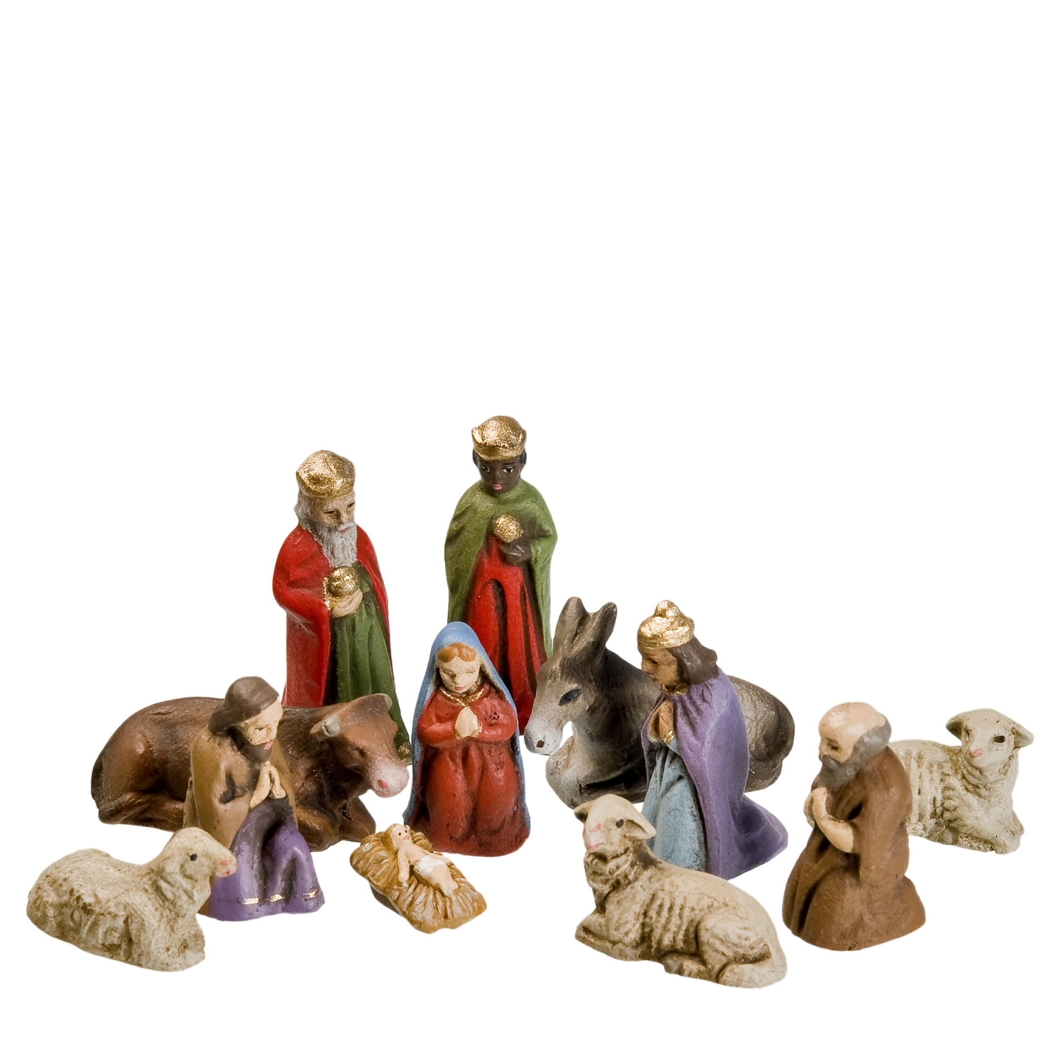 Weihnachtskrippe: 11-teiliges Set mit Figuren und Tieren