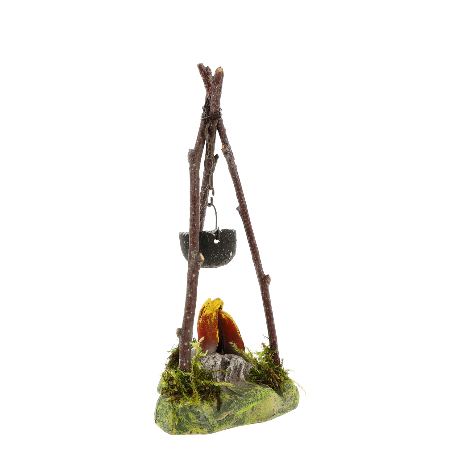 Mini Lagerfeuer mit Dreibein und Kessel für Krippe