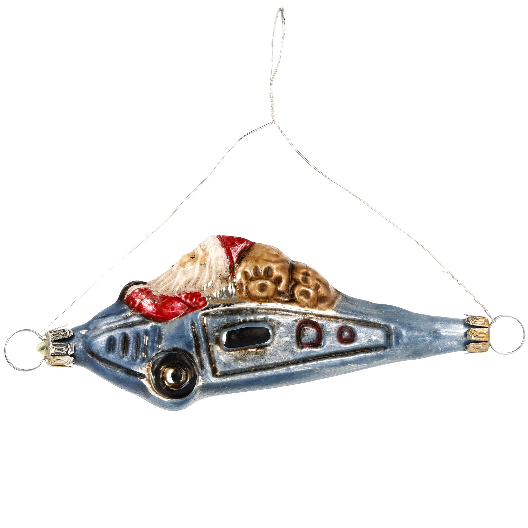Nostalgisches Glasornament - Weihnachtsmann im Flieger