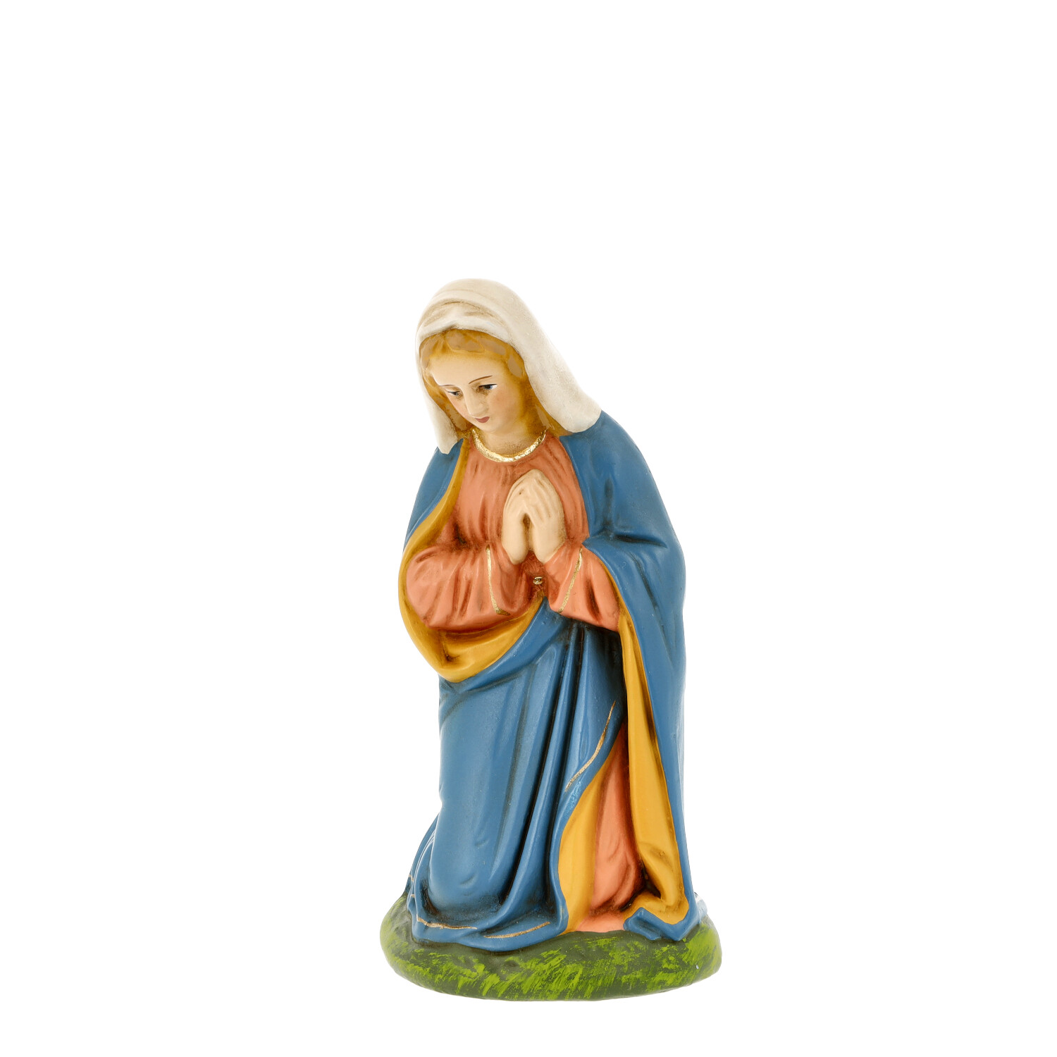 Kniende Marienfigur als Krippenfigur, bunt bemalt