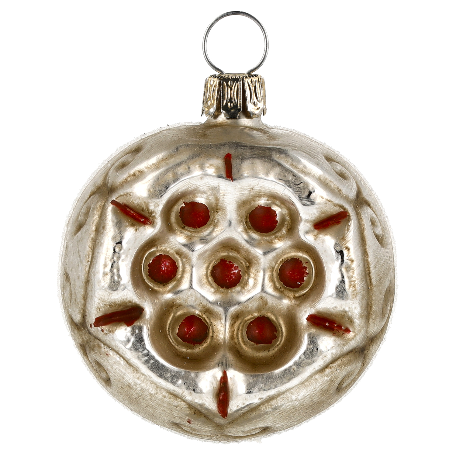 Patinierter Glas-Christbaumschmuck Rote Blume, MAROLIN