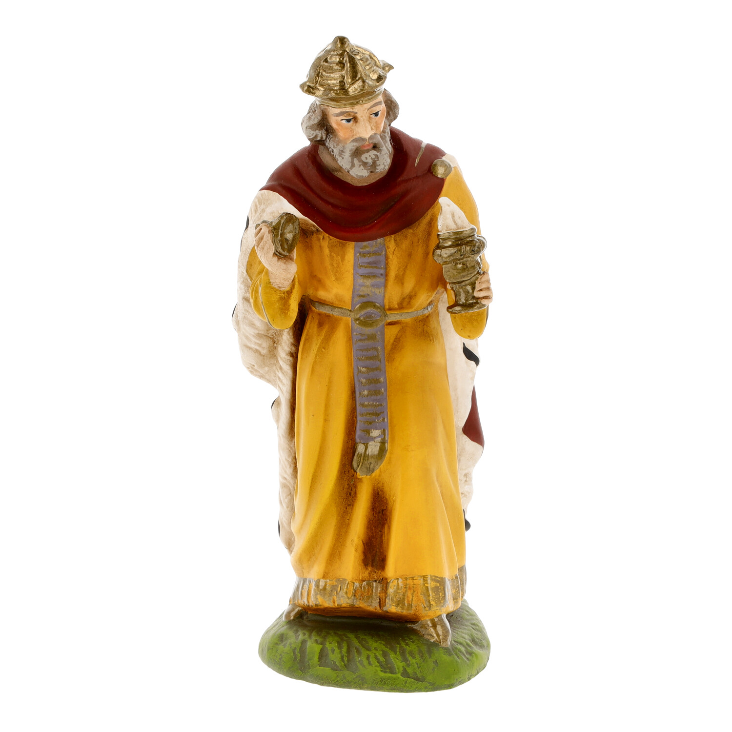 Krippenfigur: Weiser König mit Geschenk, handbemalt