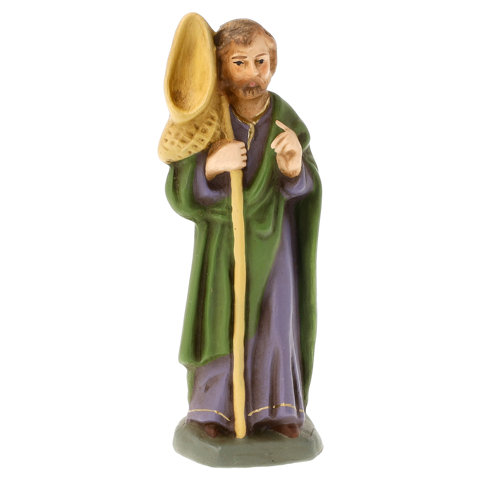 Hirte mit Stab und Korb, Krippenfigur handbemalt