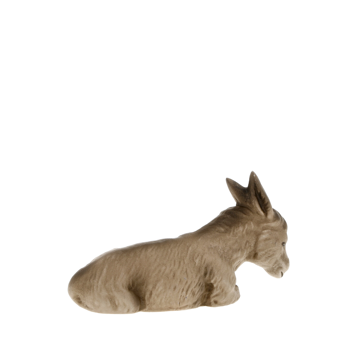Liegender Esel als Krippenfigur, braun