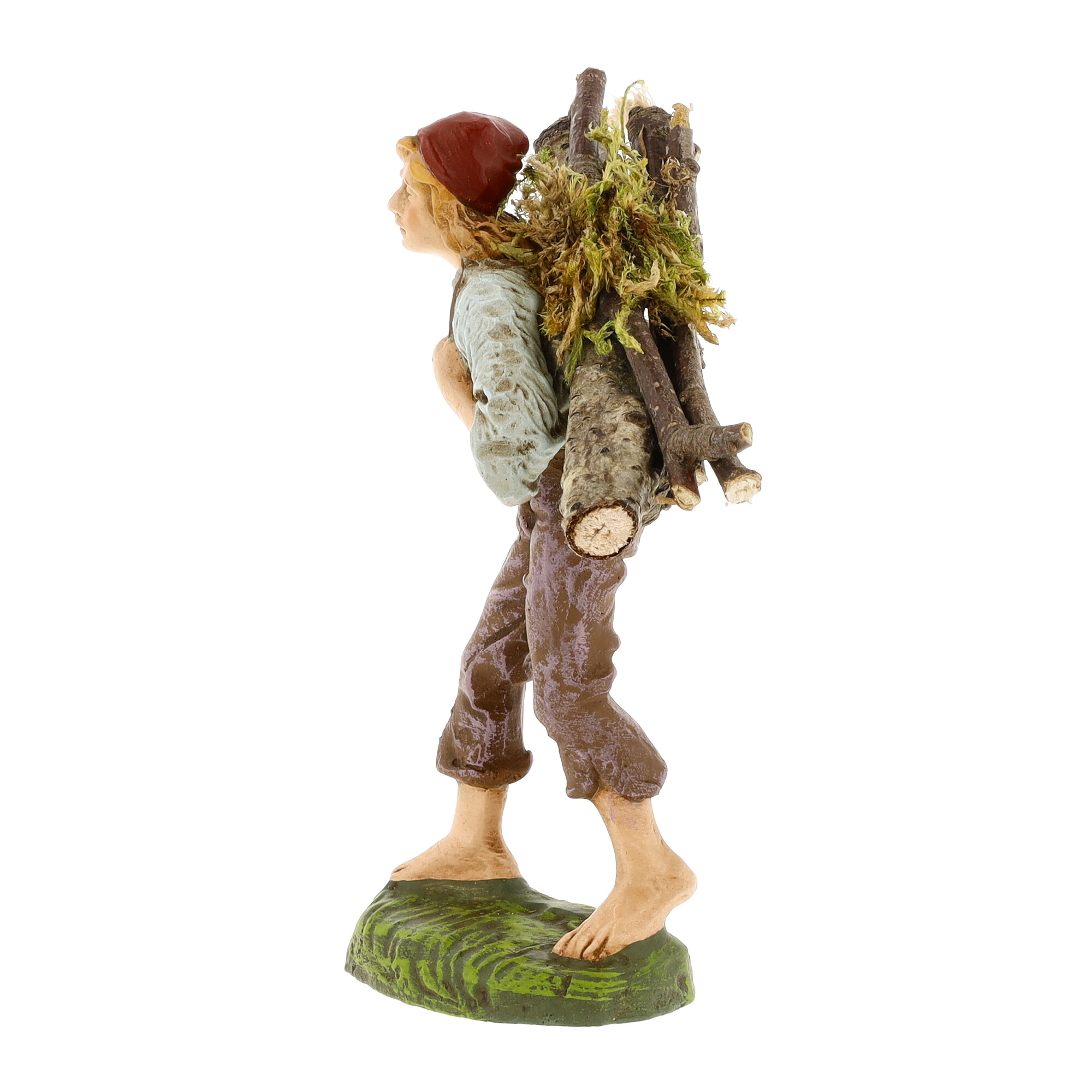Figur Holzträger, bäuerlich, trägt Brennholz auf Rücken