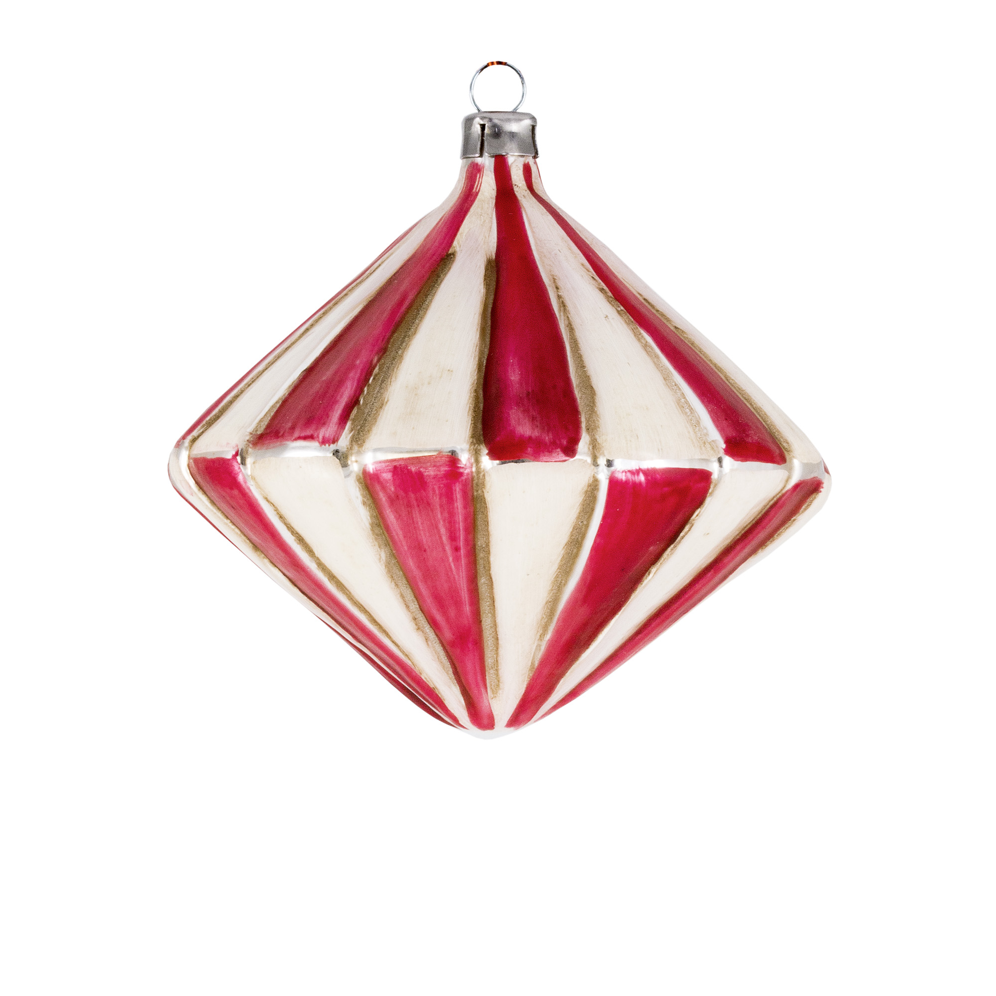 Rot-weiß gestreifter Baumschmuck, Diamantform
