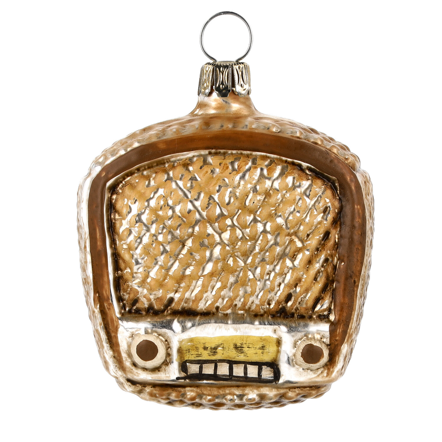 Glasanhänger Retro-Radio für Tannenbaum, gold