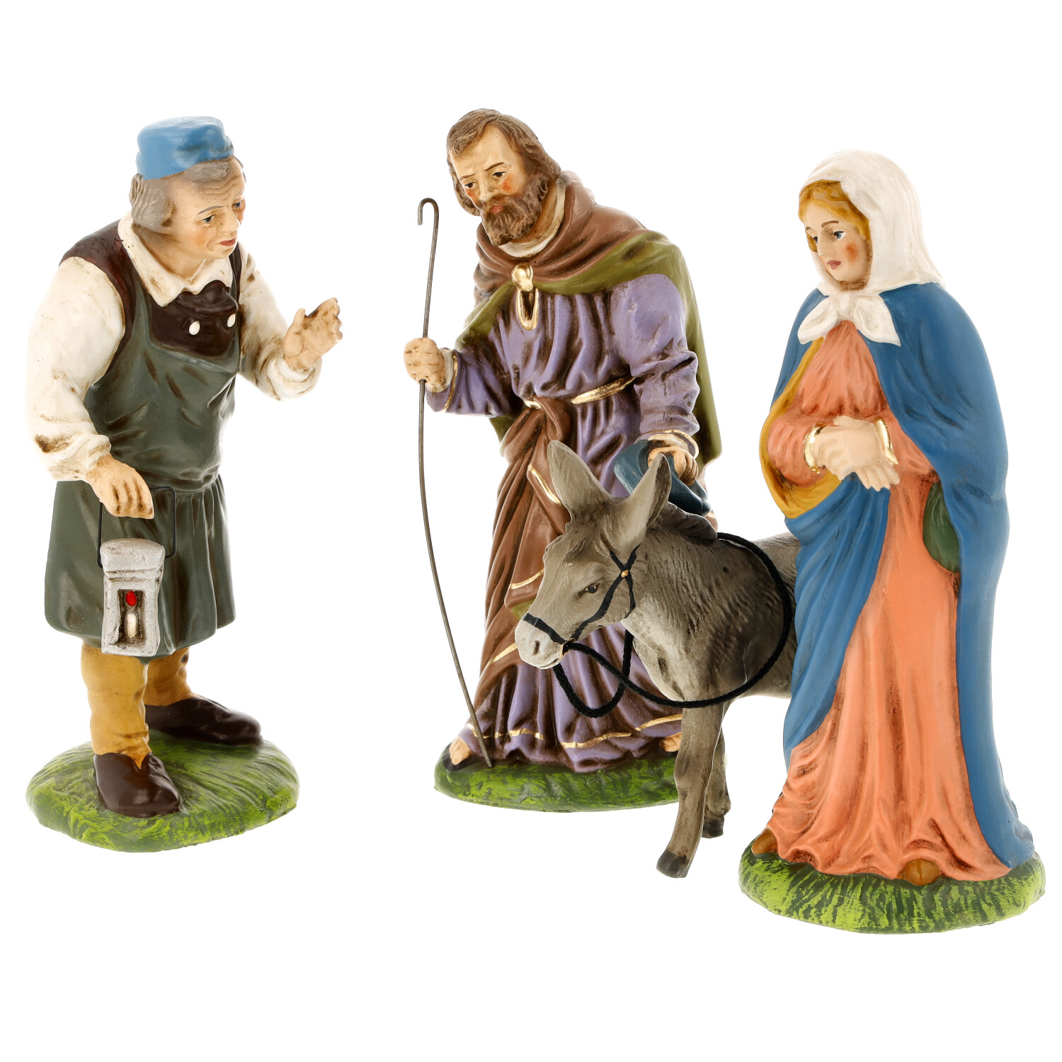 Weihnachtskrippe: Maria, Josef, Esel und Wirt