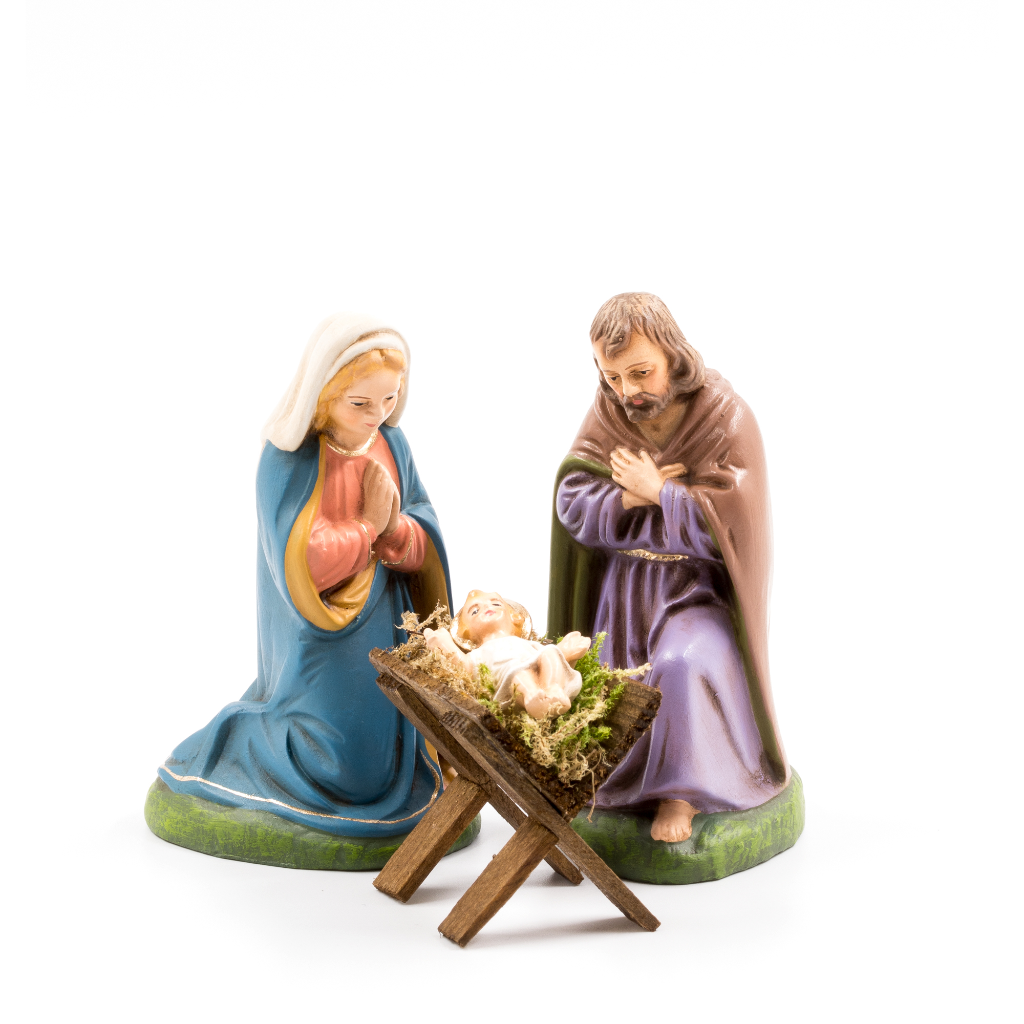 Heilige Familie mit Jesuskind in Krippe, Figuren-Set