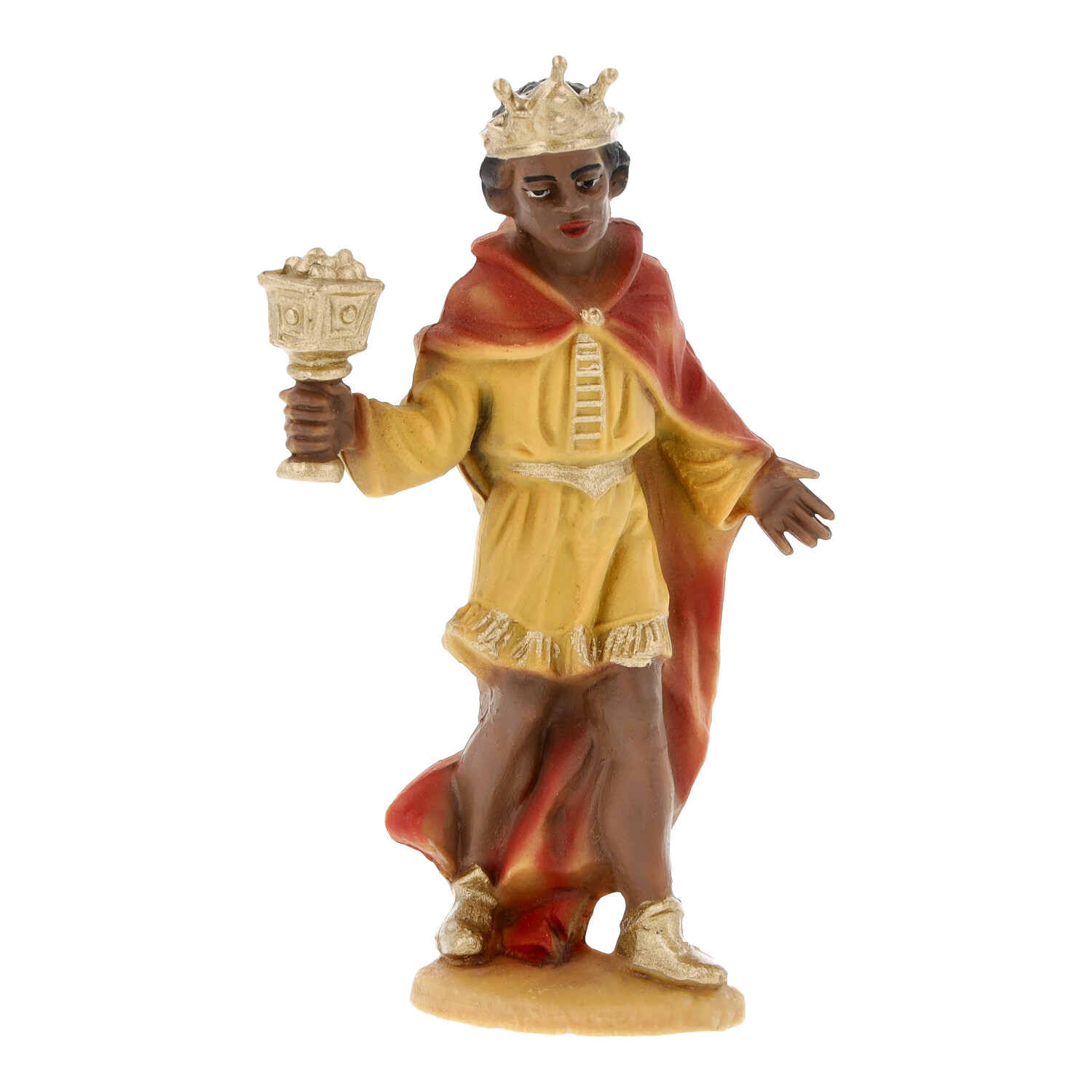 Krippenfigur Heiliger König mit Krone und Kelch