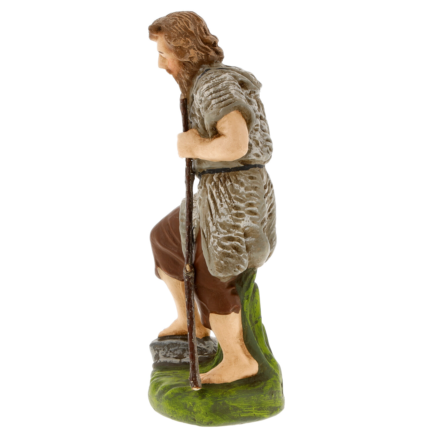 Hirtenfigur mit Stab auf Sockel, Krippendeko
