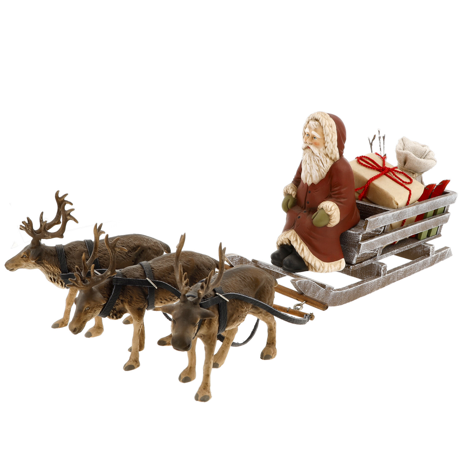 Weihnachtsmann auf Rentierschlitten - Marolin Weihnachtsdeko - made in Germany