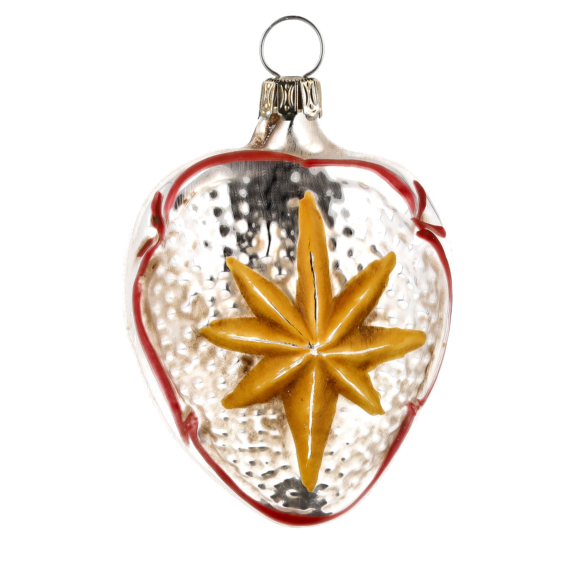 Christbaumschmuck aus Glas, Herz mit Stern, silber-gold