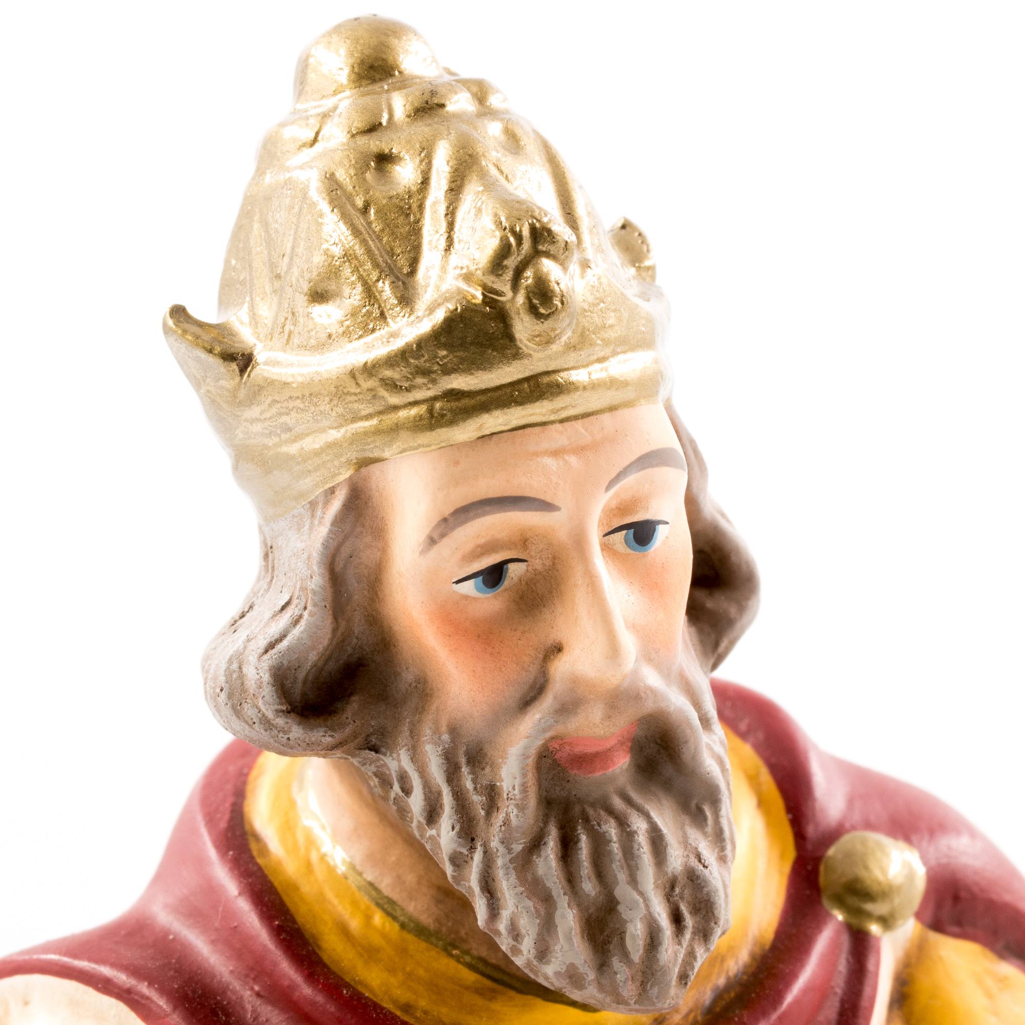 Detail einer Königsfigur mit Krone, Krippenfigur