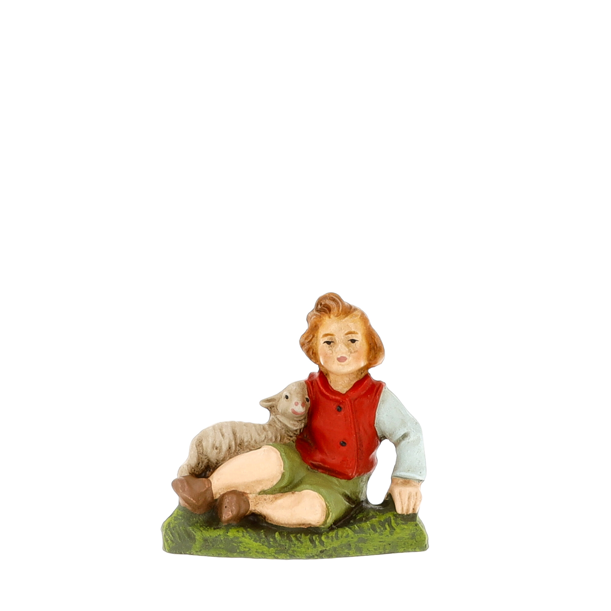 Hirte sitzend mit Schaf, zu 9cm Figuren