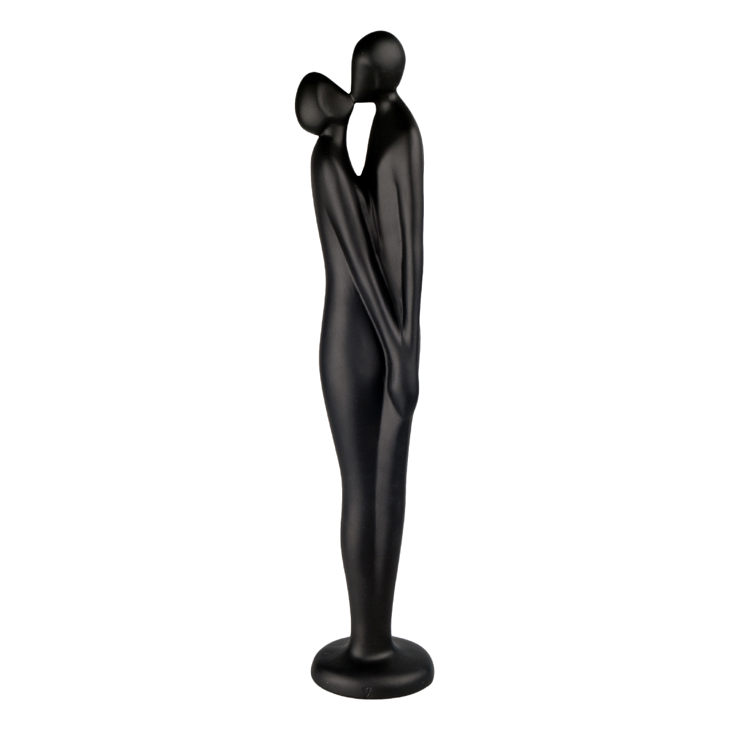 Abstrakte schwarze Paar-Skulptur beim Kuss