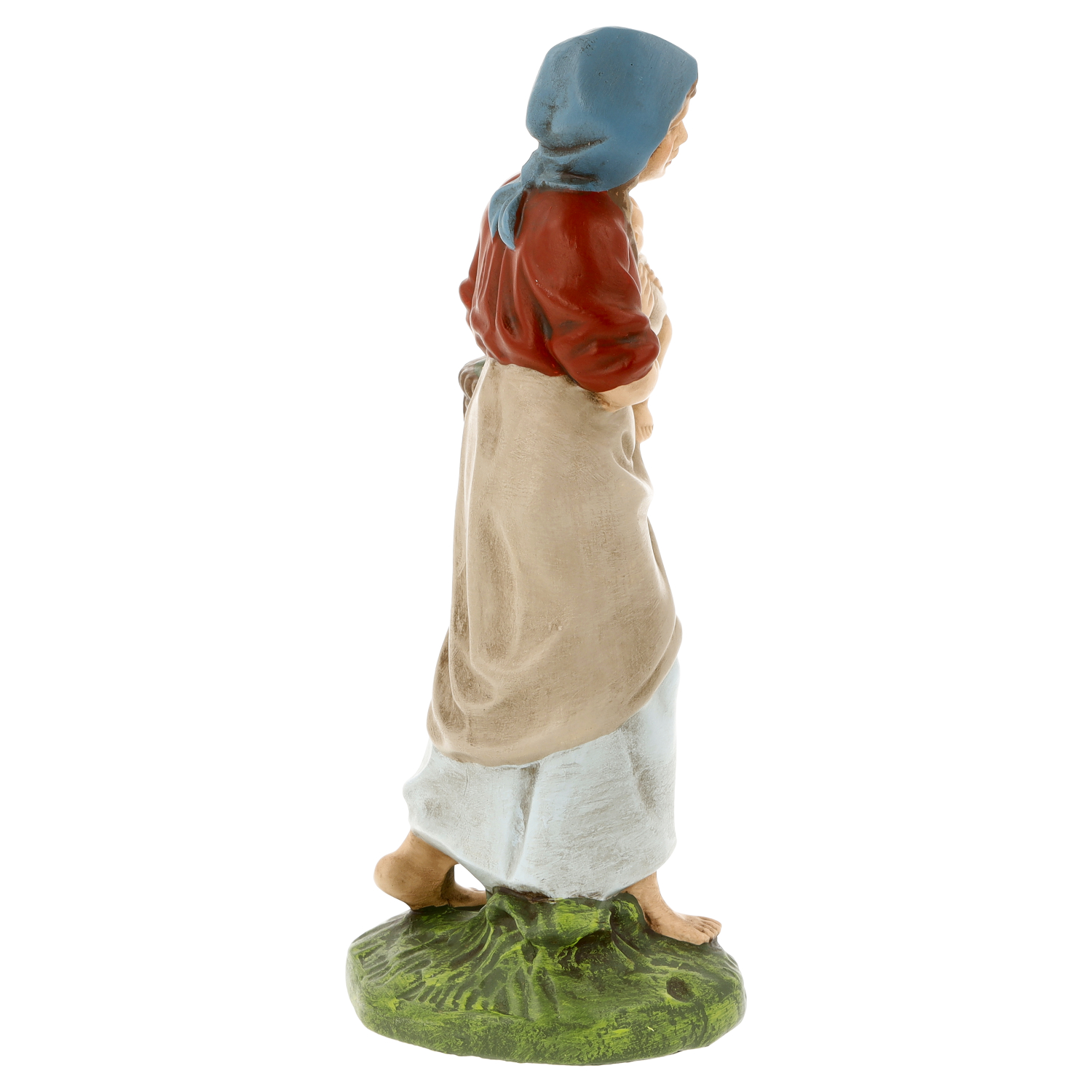 Seitliche Ansicht: Bäuerin-Figur mit Kopftuch, handbemalt